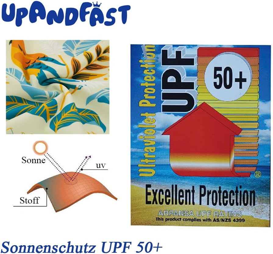 Thumbnail 4 de upandfast Baby Badeanzug mit Sonnenhut UPF 50+ – einteilig mit langem Arm und Reißverschluss-Garage