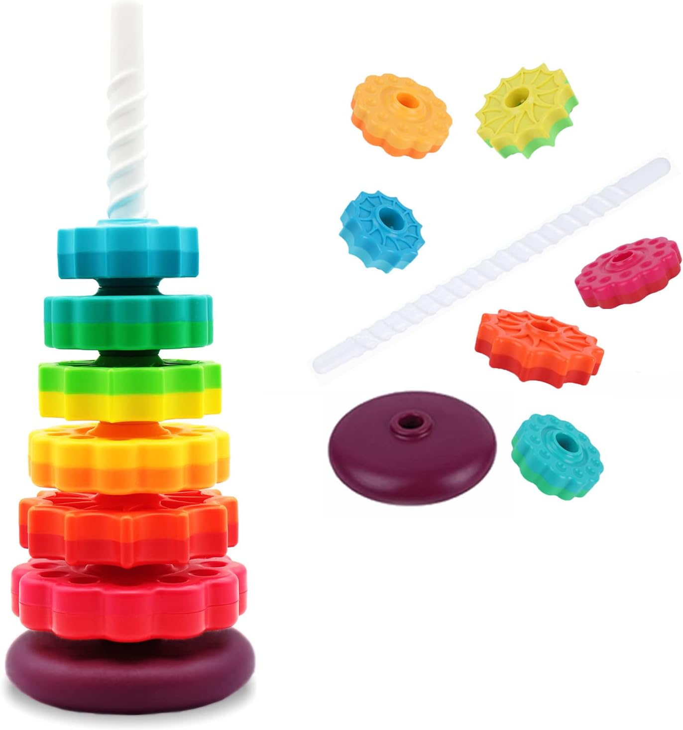 Thumbnail 4 de LUCKFUTURE Rainbow Stacking Rings for Toddlers 🎲