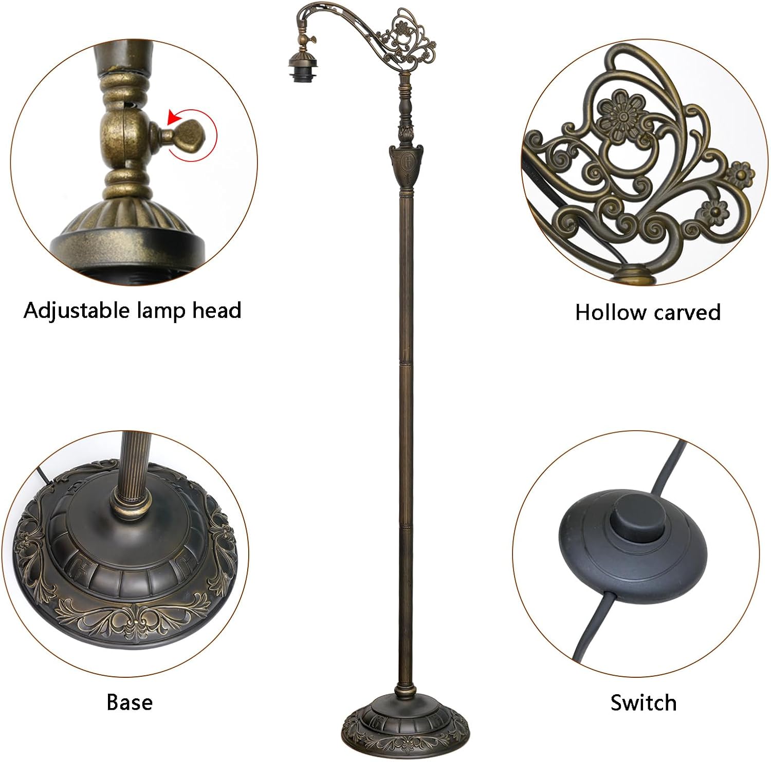 Thumbnail 6 de Blivuself Tiffany Floor Lamp with Angle Adjustable Stained Glass Lampshade