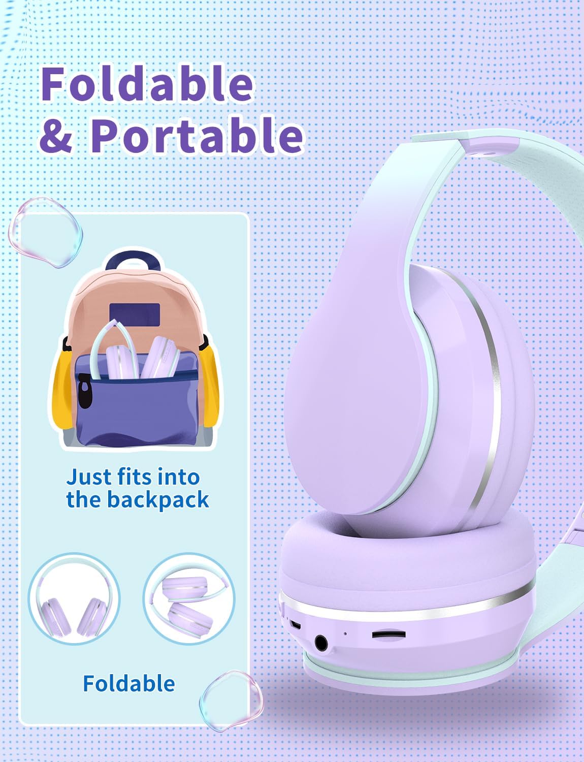 Thumbnail 6 de Xunpuls Cuffie Bluetooth per bambini: over‑ear, comode, pieghevoli e versatili