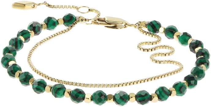 Thumbnail 5 de Fossil Damenarmband mit halbedenen Perlen und Karabinerverschluss (Edelstahl, goldfarben)