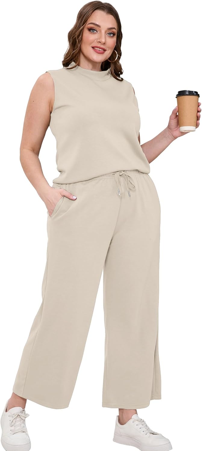 Detalle 2 de SAMPEEL Two Piece Sets Mock Neck Crop Pants