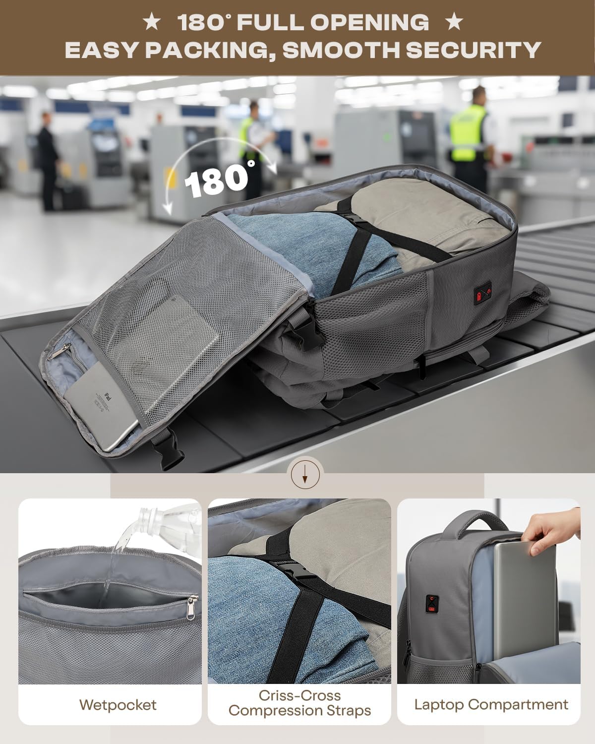 Thumbnail 3 de ZHXX Mochila cabina 40x30x20 Gris