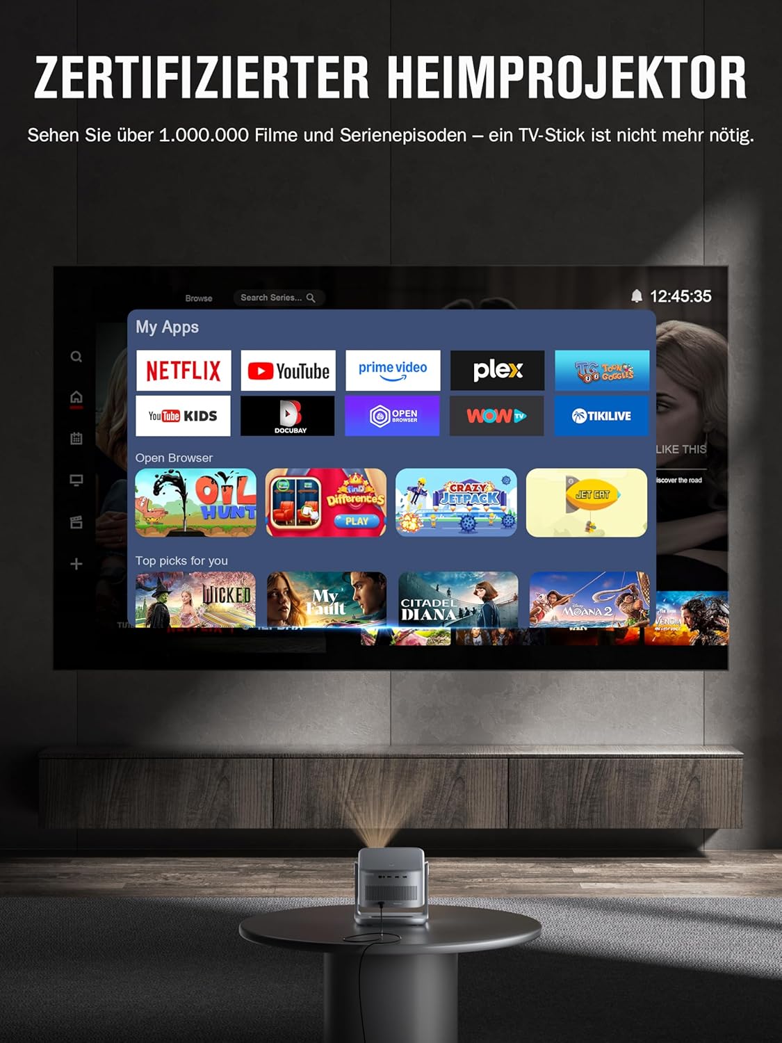 Thumbnail 2 de VISSPL Smart Beamer 4K Heimkino mit 30.000 Lumen, Dolby Atmos und 360° Standfuß – Outdoor & Indoor