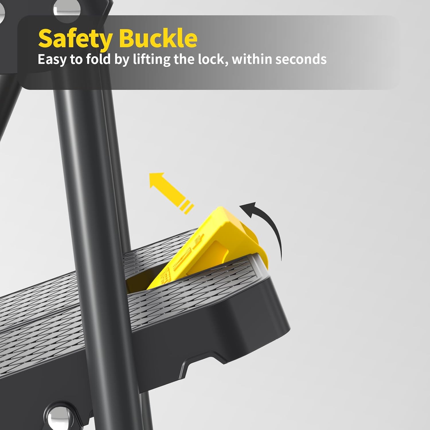 Thumbnail 2 de KINGRACK 2 Step Ladder with Safe-Lock Design, Handrail & Anti-Slip Wide Pedals (Steel, Folding)