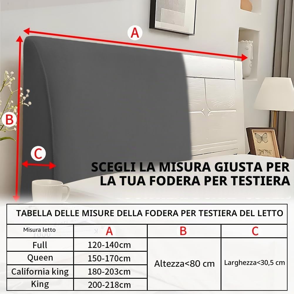 Thumbnail 3 de Caijin Copertura per Testiera – Fodera in velluto elasticizzato 200–220 cm, grigio