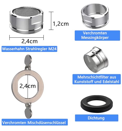 Thumbnail 6 de COOLUCK Wasserhahn Sieb mit Filter, 10 Stück Strahlregler M24 – verlässliche Durchflussregelung und Filtration