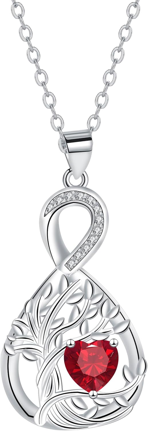 Detalle de J.MUEN Halskette Damen 925 Sterling Silber mit Lebensbaum-Herz Anhänger – verstellbare Kette