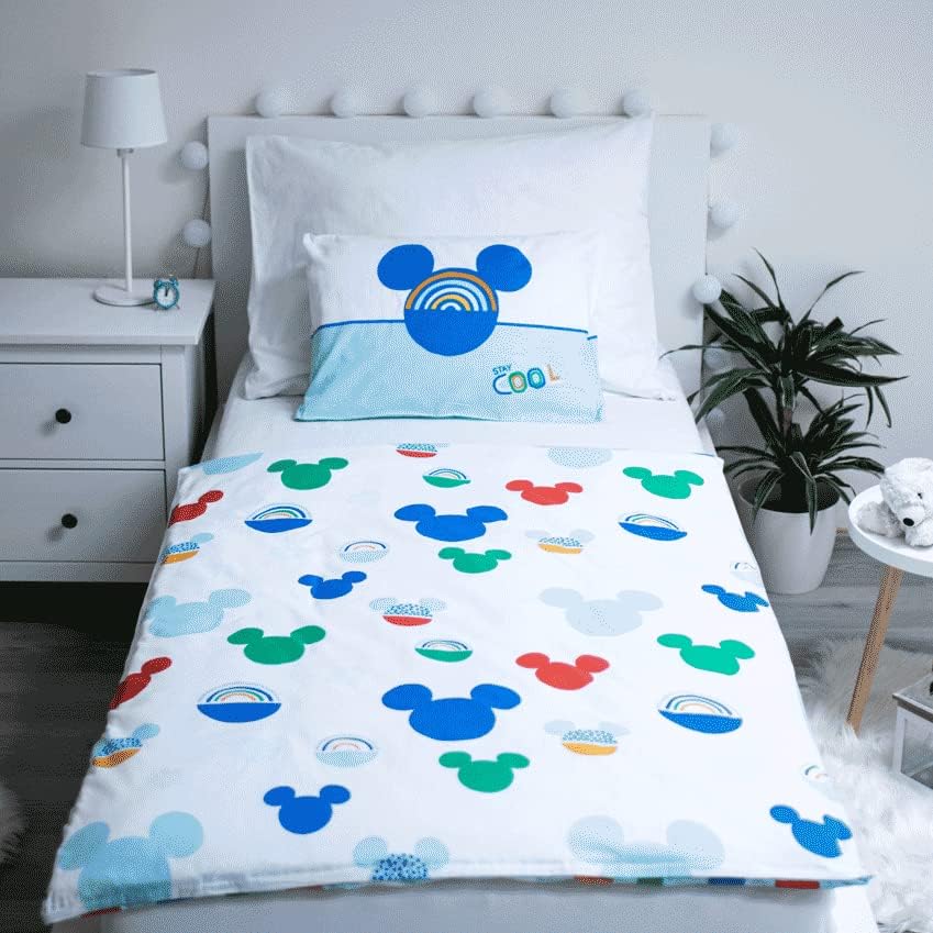 Detalle de Mickey Mouse 000 Baby Bedding Set, 100% Cotton, Blue, Reversible