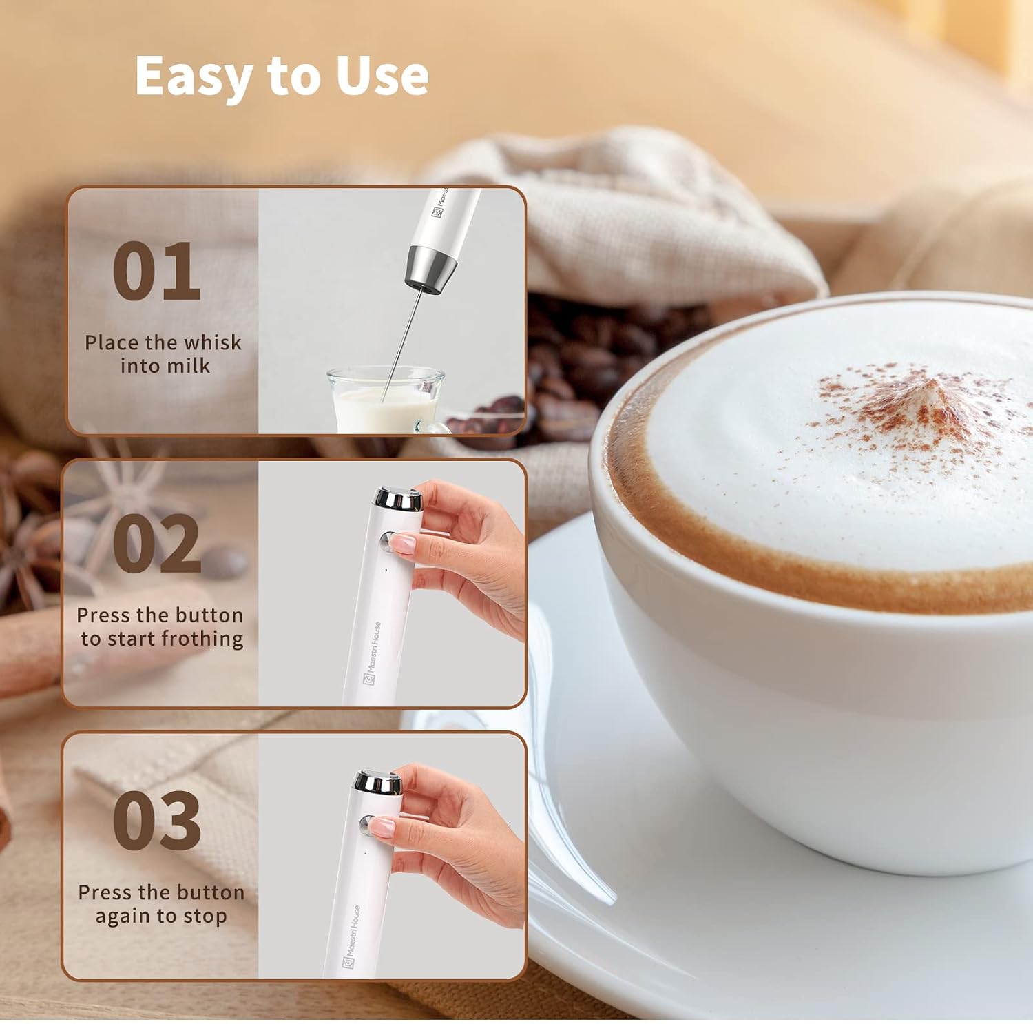 Thumbnail 6 de Maestri House LunaFro Rechargeable Milk Frother 1200mAh