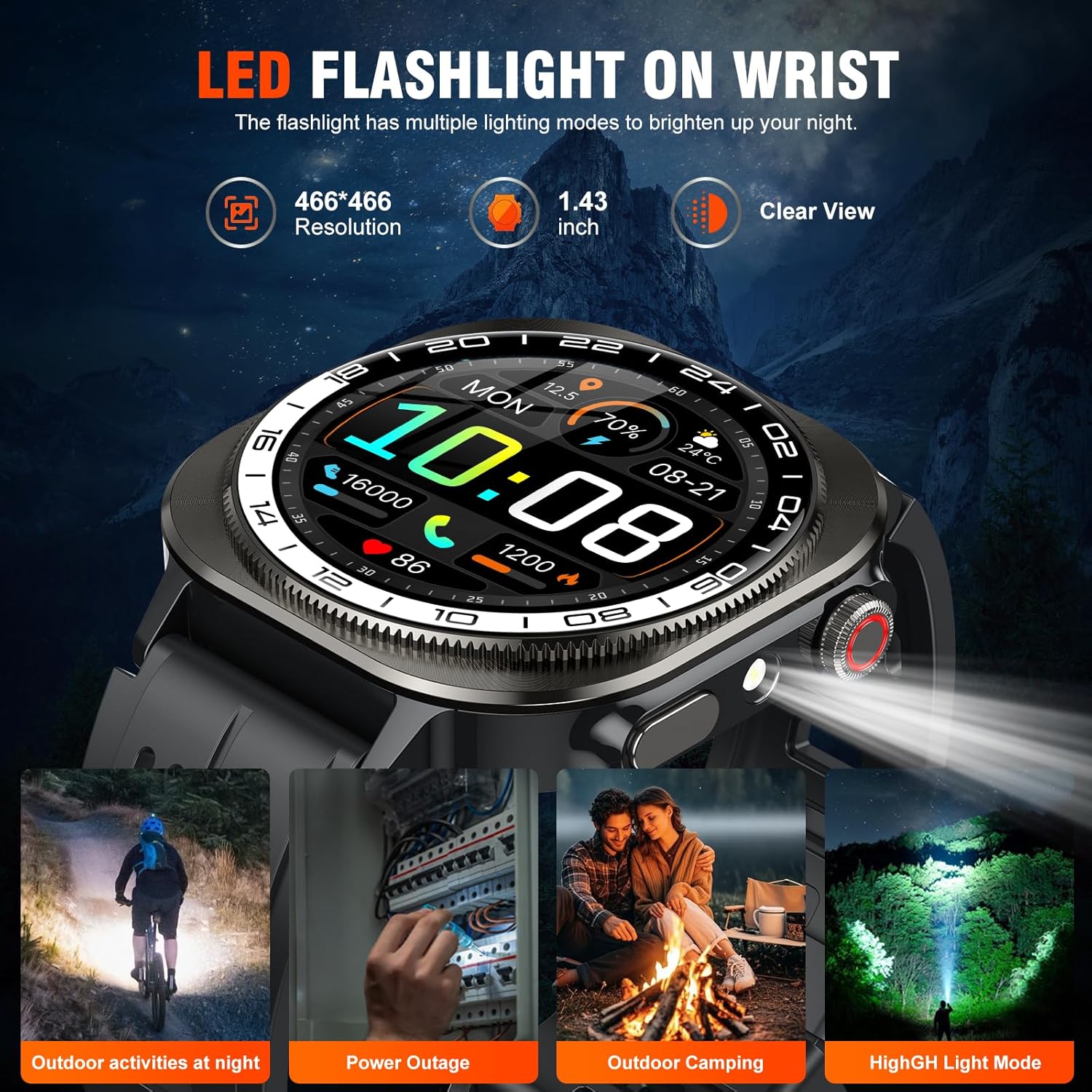 Thumbnail 1 de Military Smart Watch for Men (Answer/Make Calls) with 1.43" AMOLED, 130+ Sports Modes and 660mAh Battery