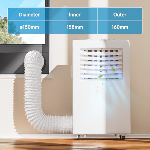 Thumbnail 4 de Hon&Guan 150mm Aluminium PVC Flexible Ventilation Ducting (5m) for Extractor Fans and More