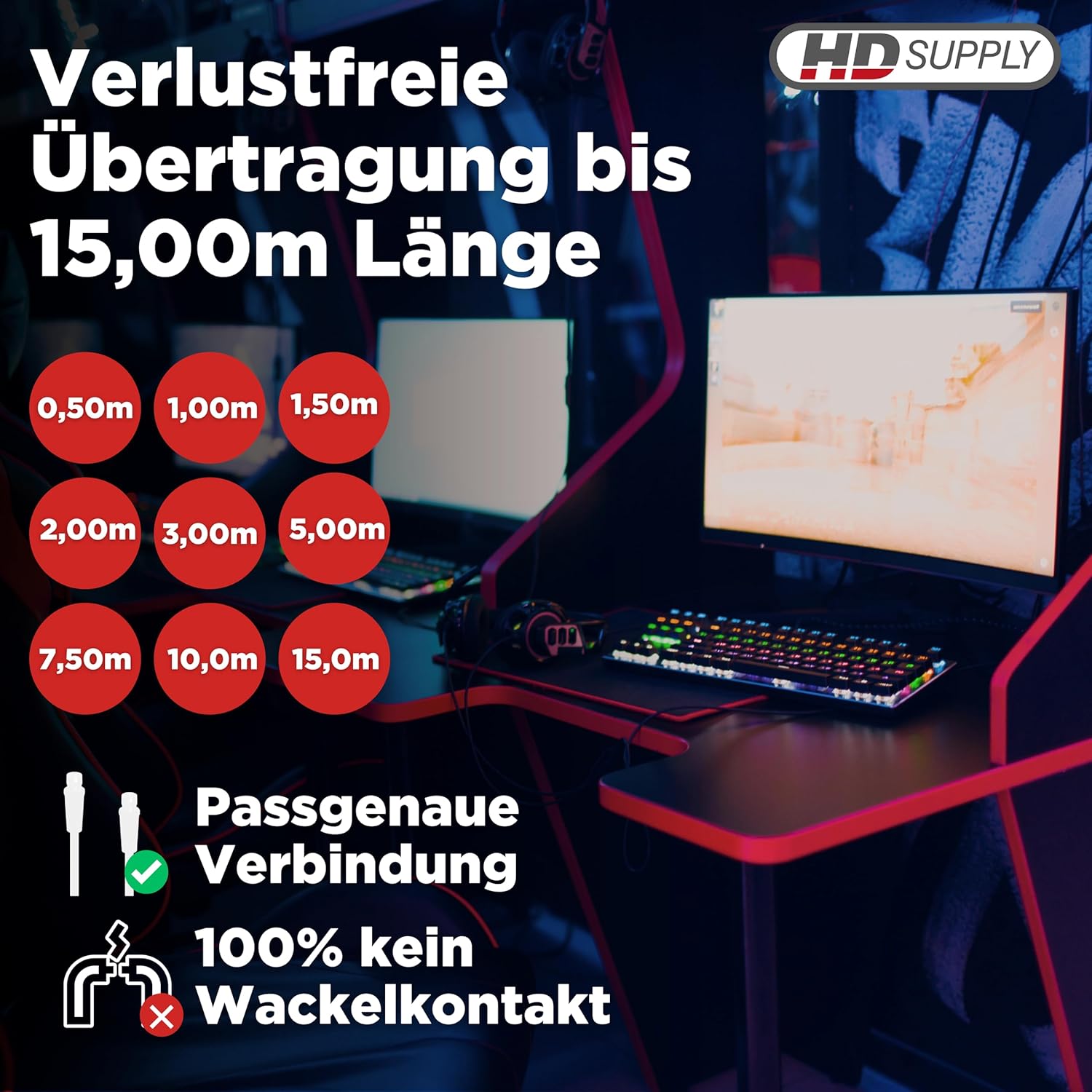 Thumbnail 6 de HDSupply Standard Speed HDMI/DVI Kabel 10,0 m (HDMI-A auf Single-Link DVI-D 18+1), doppelt geschirmt, vergoldet