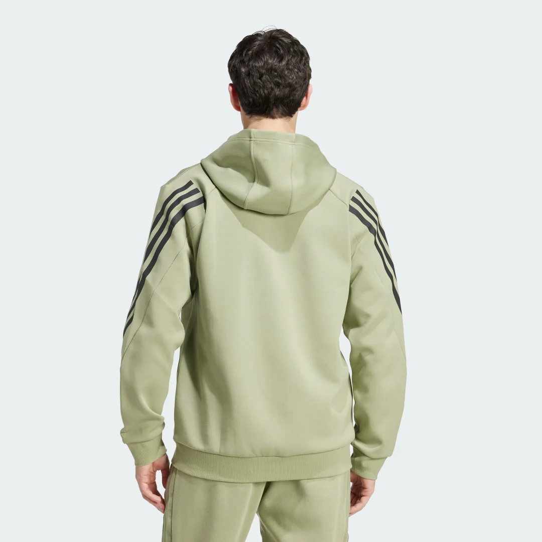 Detalle 2 de Chaqueta con capucha Future Icons 3 bandas de Adidas — estilo y comodidad en verde