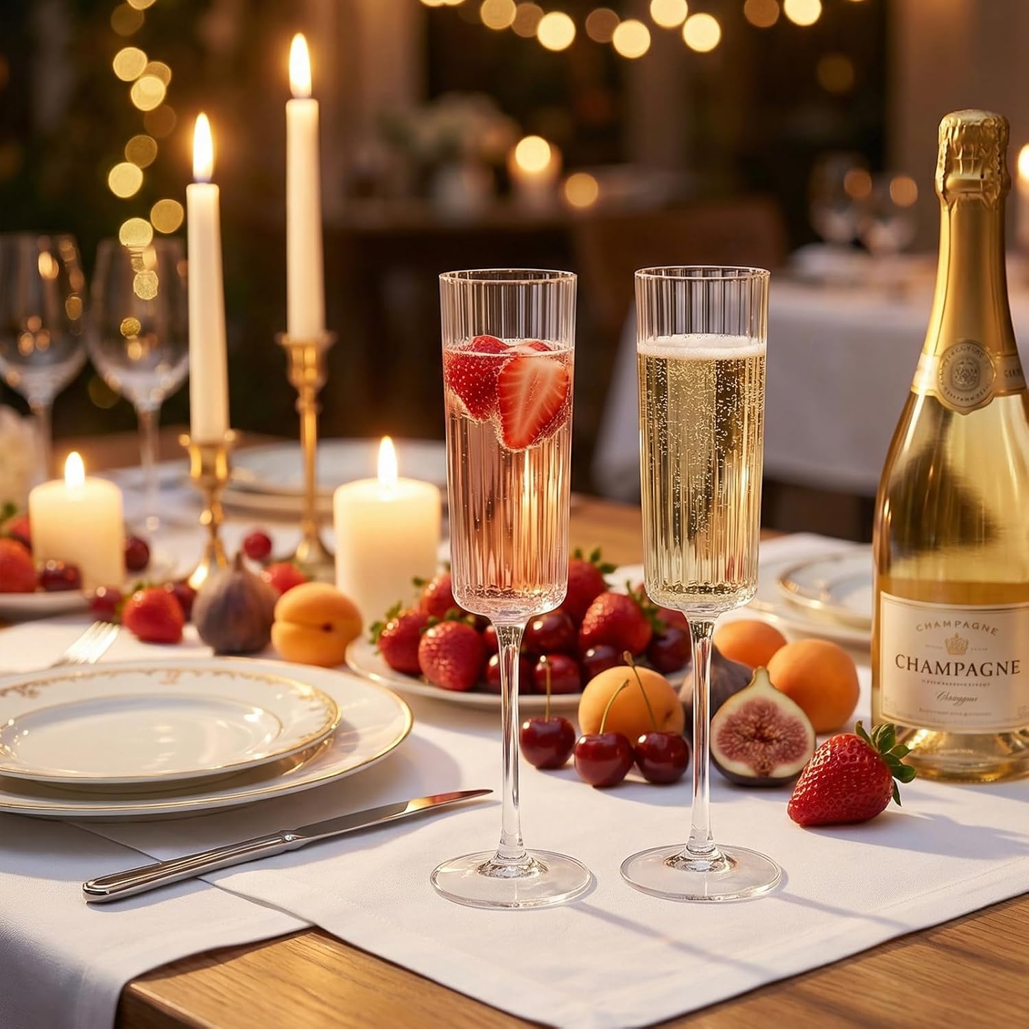Detalle de Joyido 36 Pack Plastic Champagne Flutes - 6oz Ribbed Clear Disposable Glasses