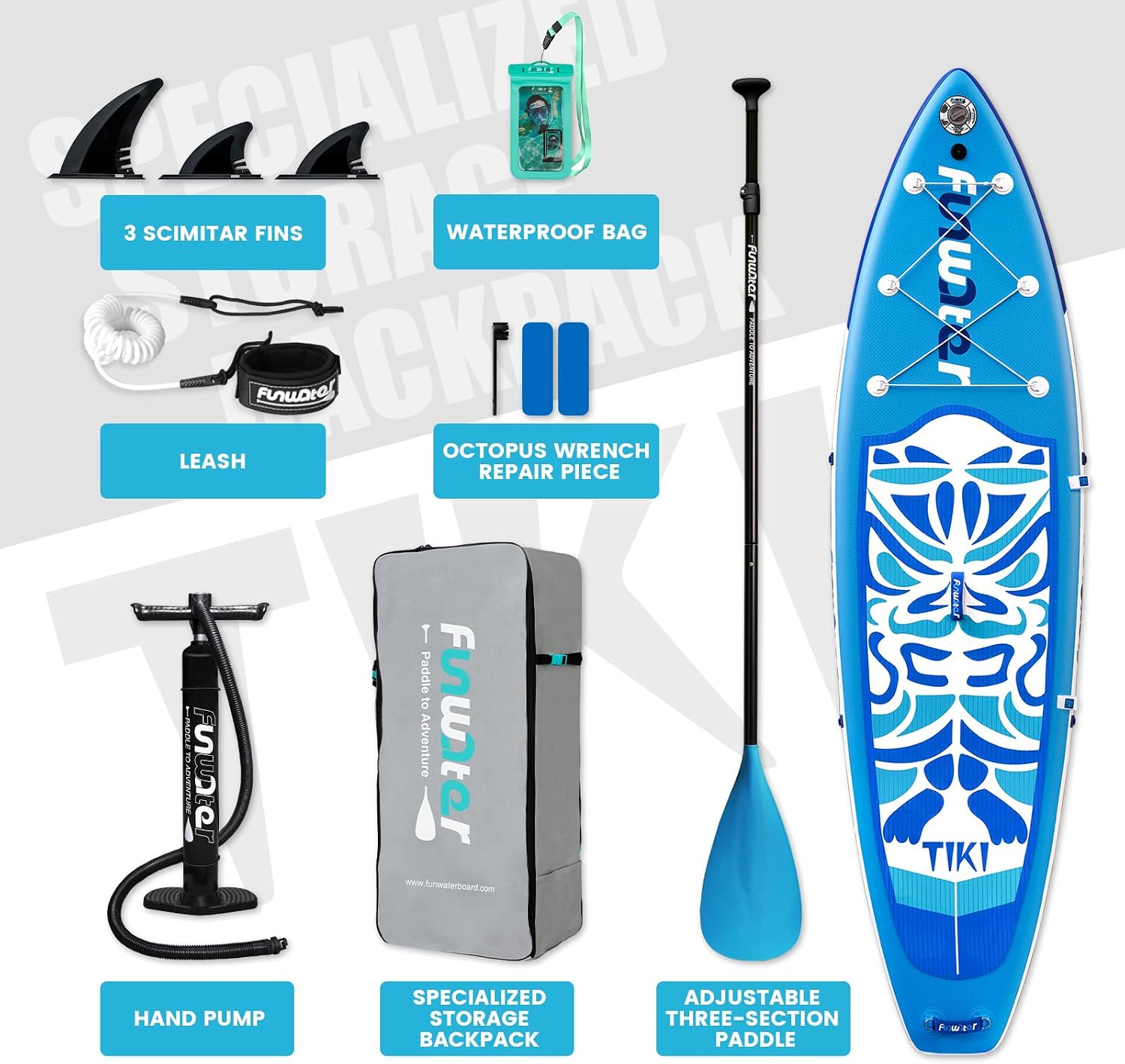 Detalle 2 de FunWater TIKI 10'6'' Inflatable Stand Up Paddle Board Review