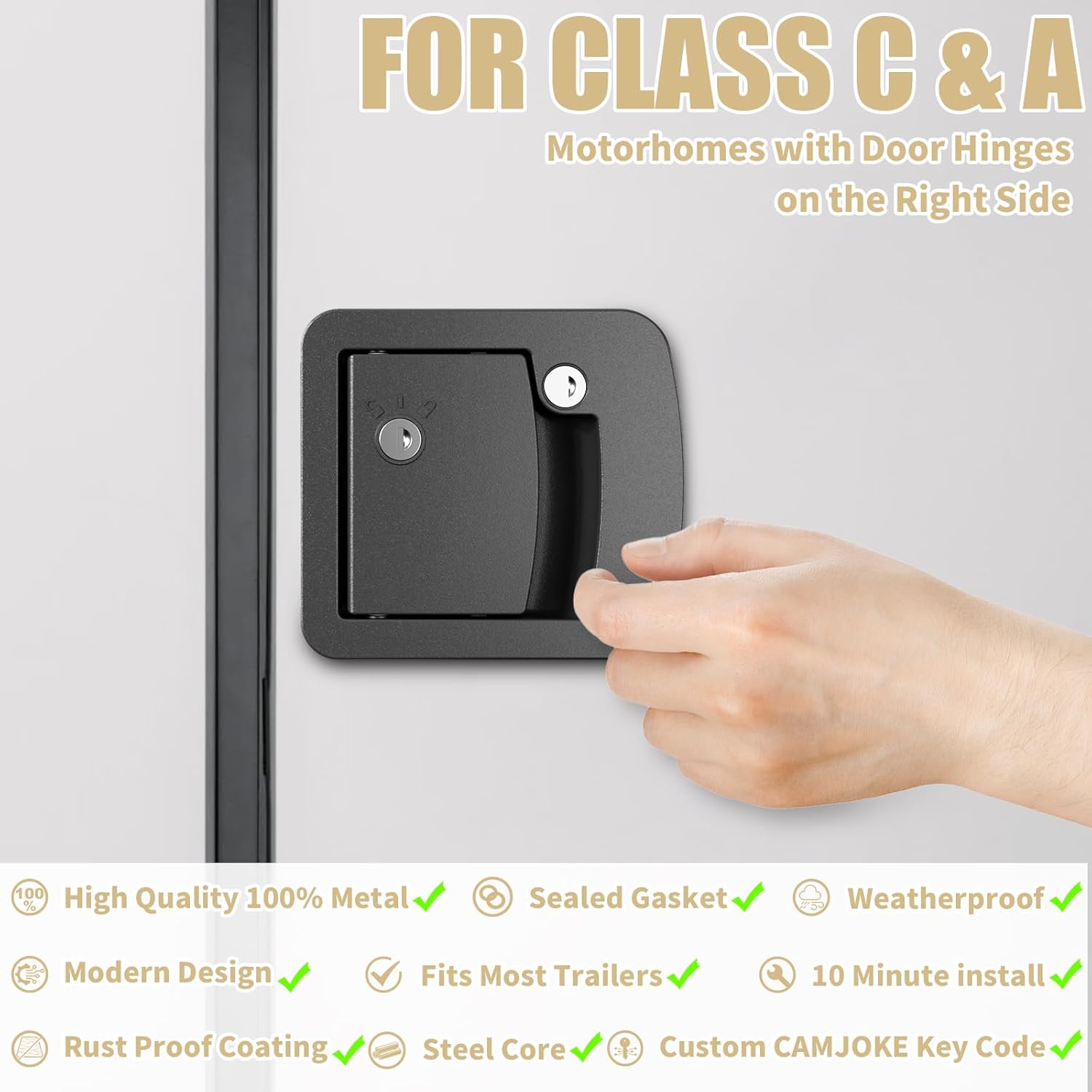 Thumbnail 2 de CAMJOKE Class C Mechanical RV Door Lock Replacement for Most Campers (4 Keys)