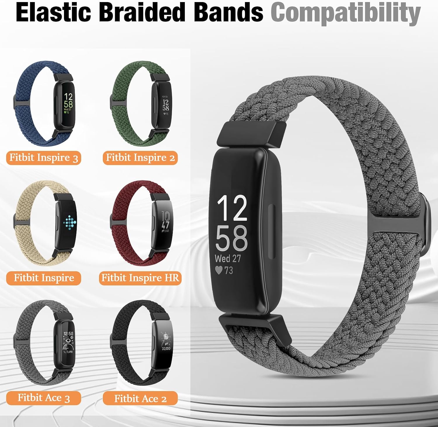 Thumbnail 2 de BTTNG 2-pack elastic braided straps for Fitbit Inspire series and Ace models