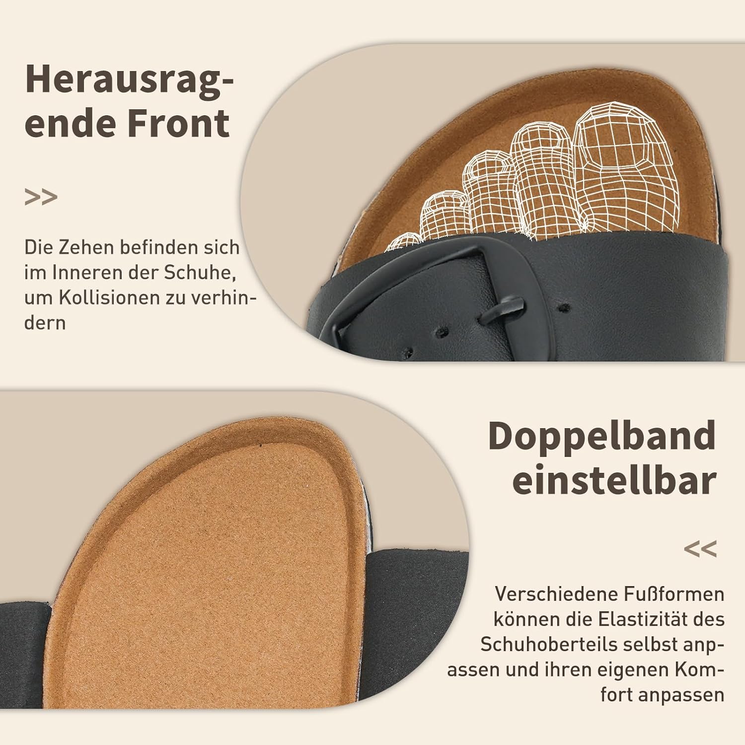 Thumbnail 3 de Torotto Pantoletten Damen: Bequeme Schlupfschuhe mit verstellbarer Schnalle