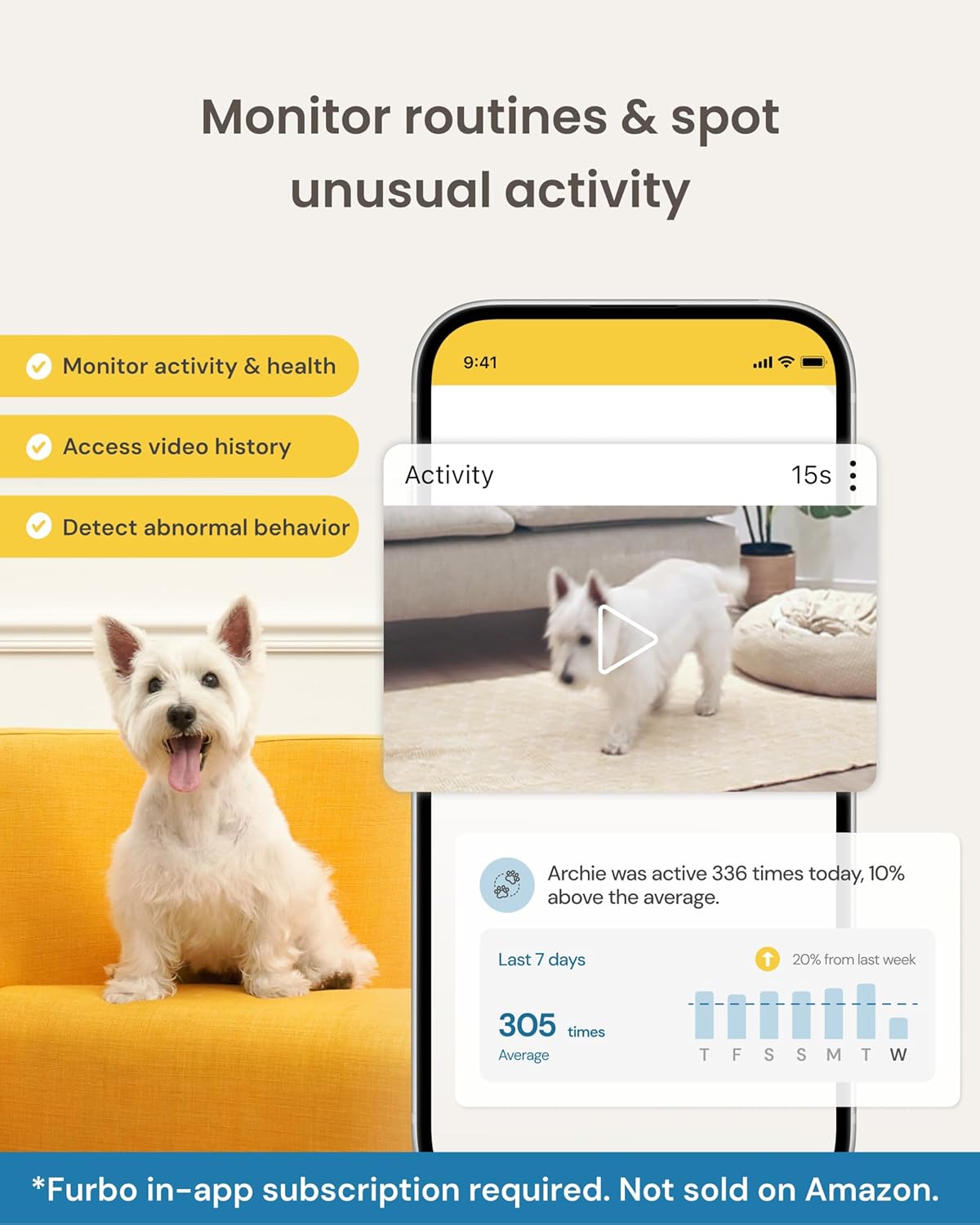 Thumbnail 6 de Furbo 360° Dog Camera with Phone App (Treat Dispenser, 1080p HD, 2-Way Audio) – subscription required