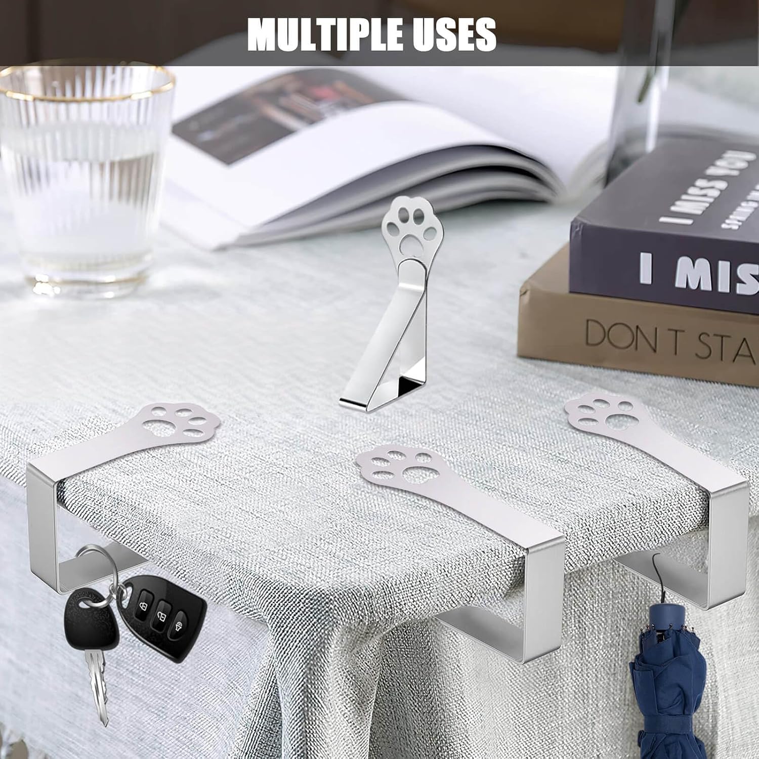 Detalle de CUNGLIN Tablecloth Clips 10 Pack: Claw-Shape, Heavy-Duty Stainless Steel for Outdoor Tables