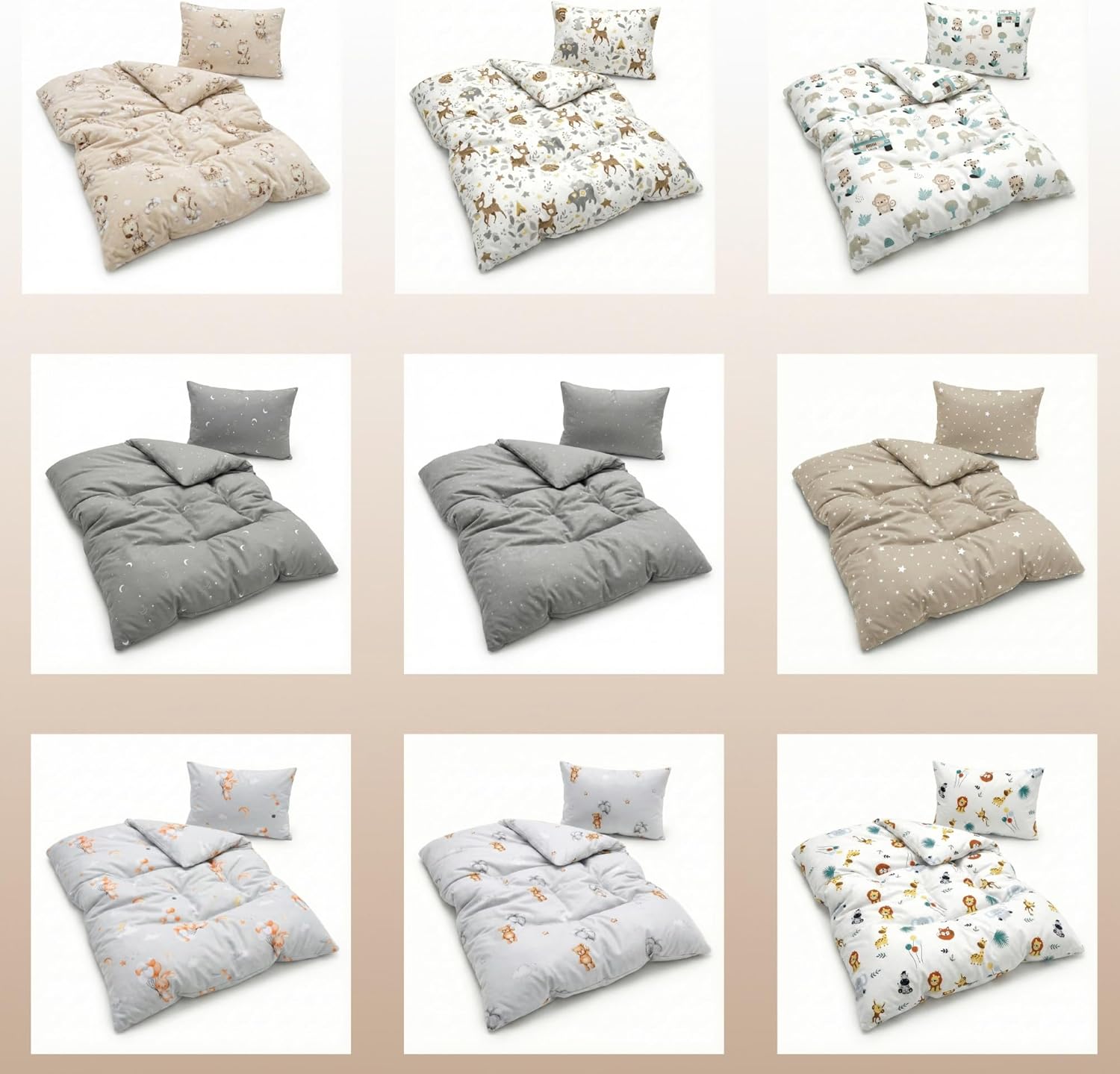 Thumbnail 1 de Totsy Baby Trapunta per bambino 90x120 in cotone + cuscino 40x60 cm – beige con stelle bianche, OEKO-TEX