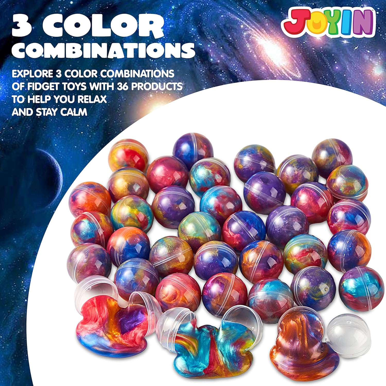 Detalle de JOYIN Galaxy Slime Ball Party Favors – 36er Set, nicht klebender, sicherer Schleimball für Kinder, ideal als Partygag