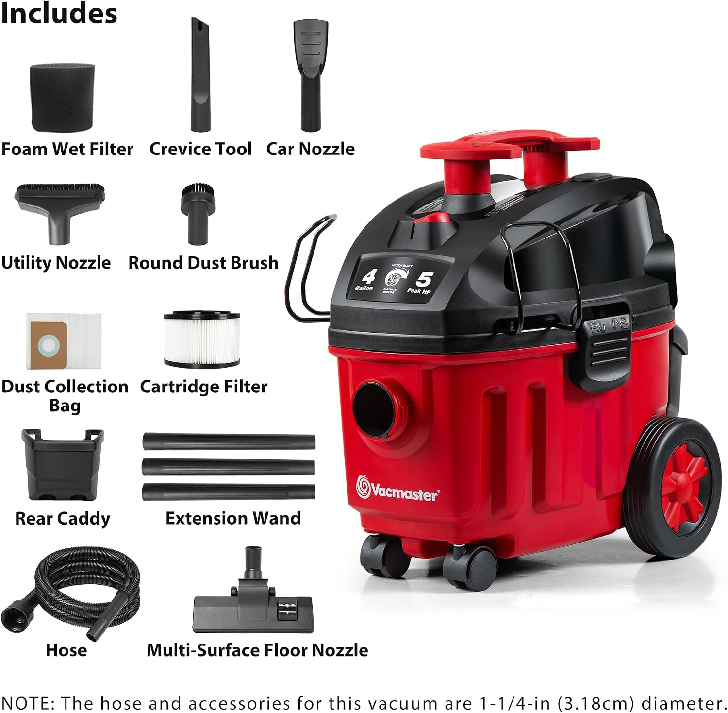 Detalle 2 de Vacmaster VF408B 4-Gallon 5 Peak HP Wet/Dry Vacuum