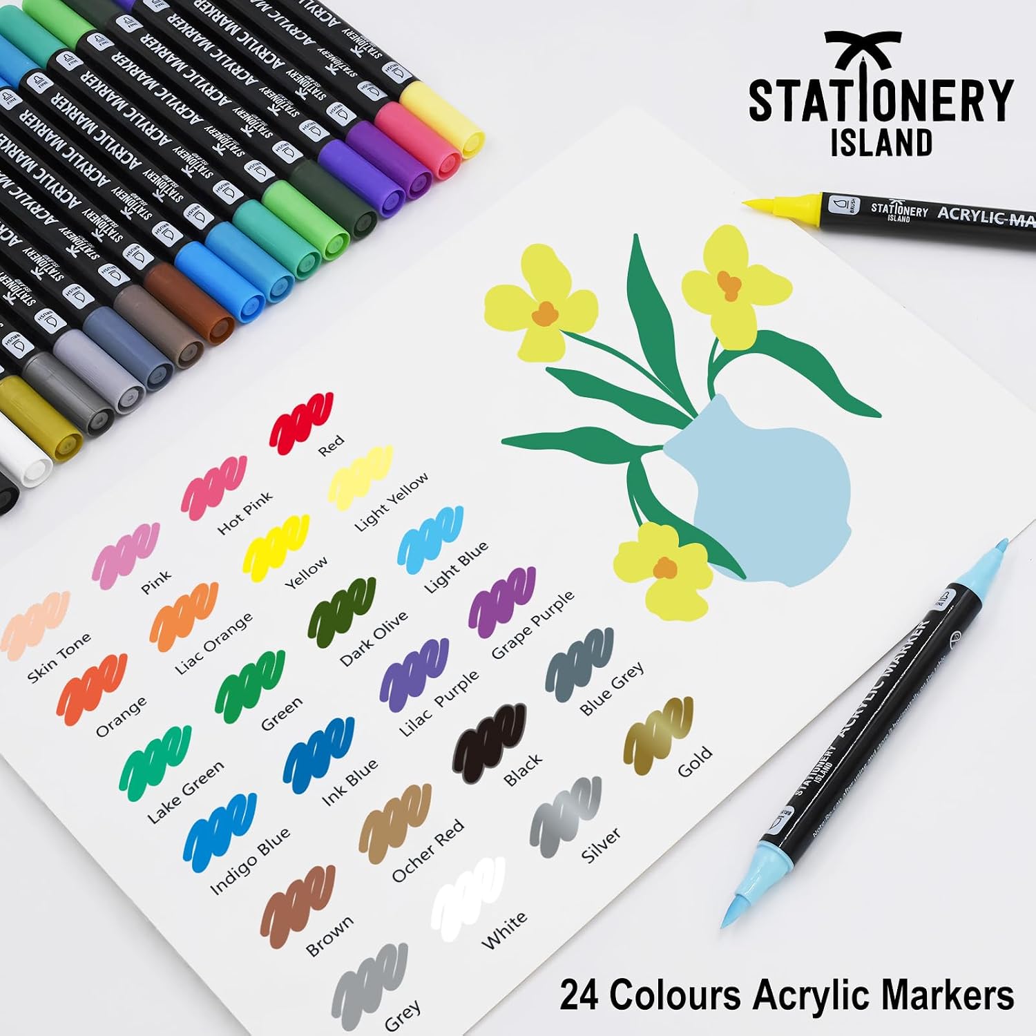 Thumbnail 1 de STATIONERY ISLAND Acryl-Malstifte 24 Farben 🎨