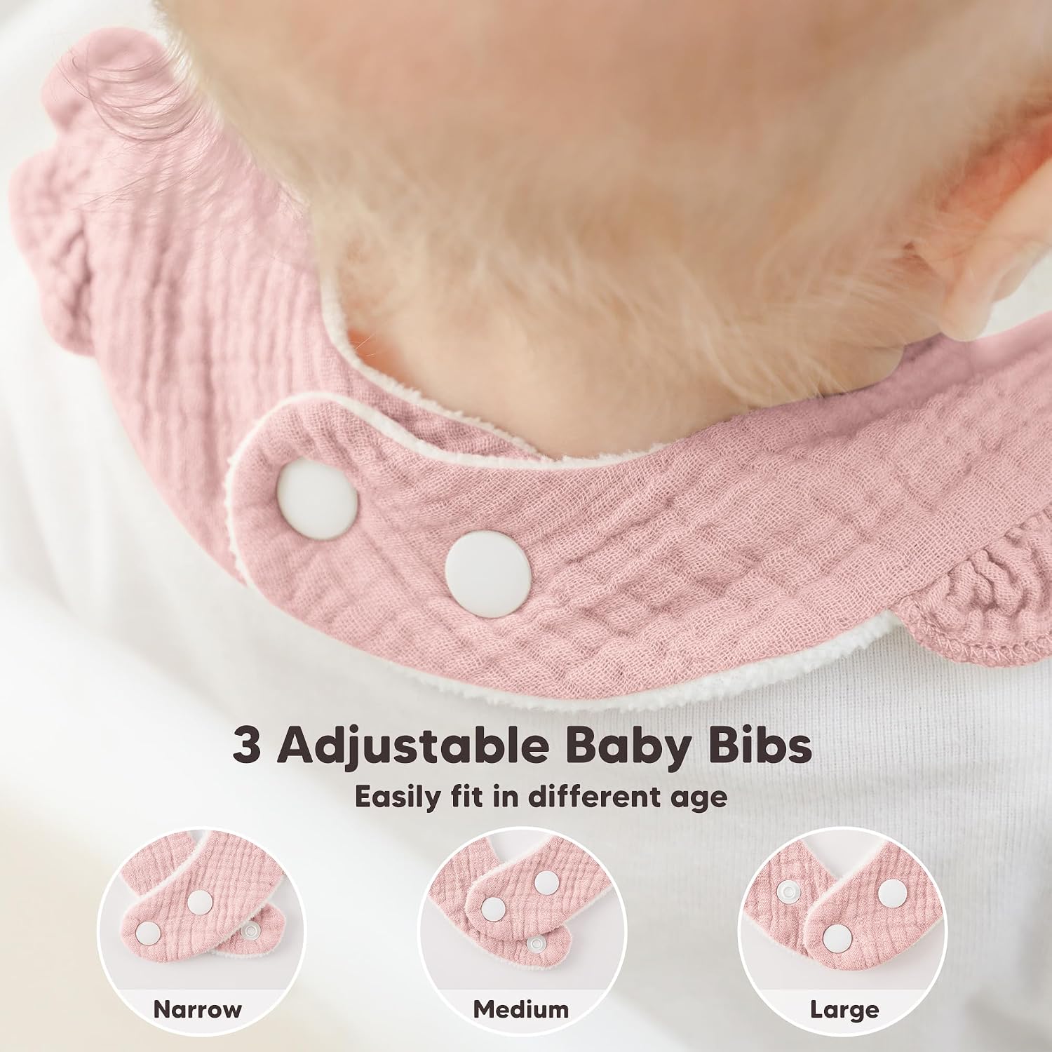 Detalle de Bearmoss Muslin Baby Bibs, 6-Pack