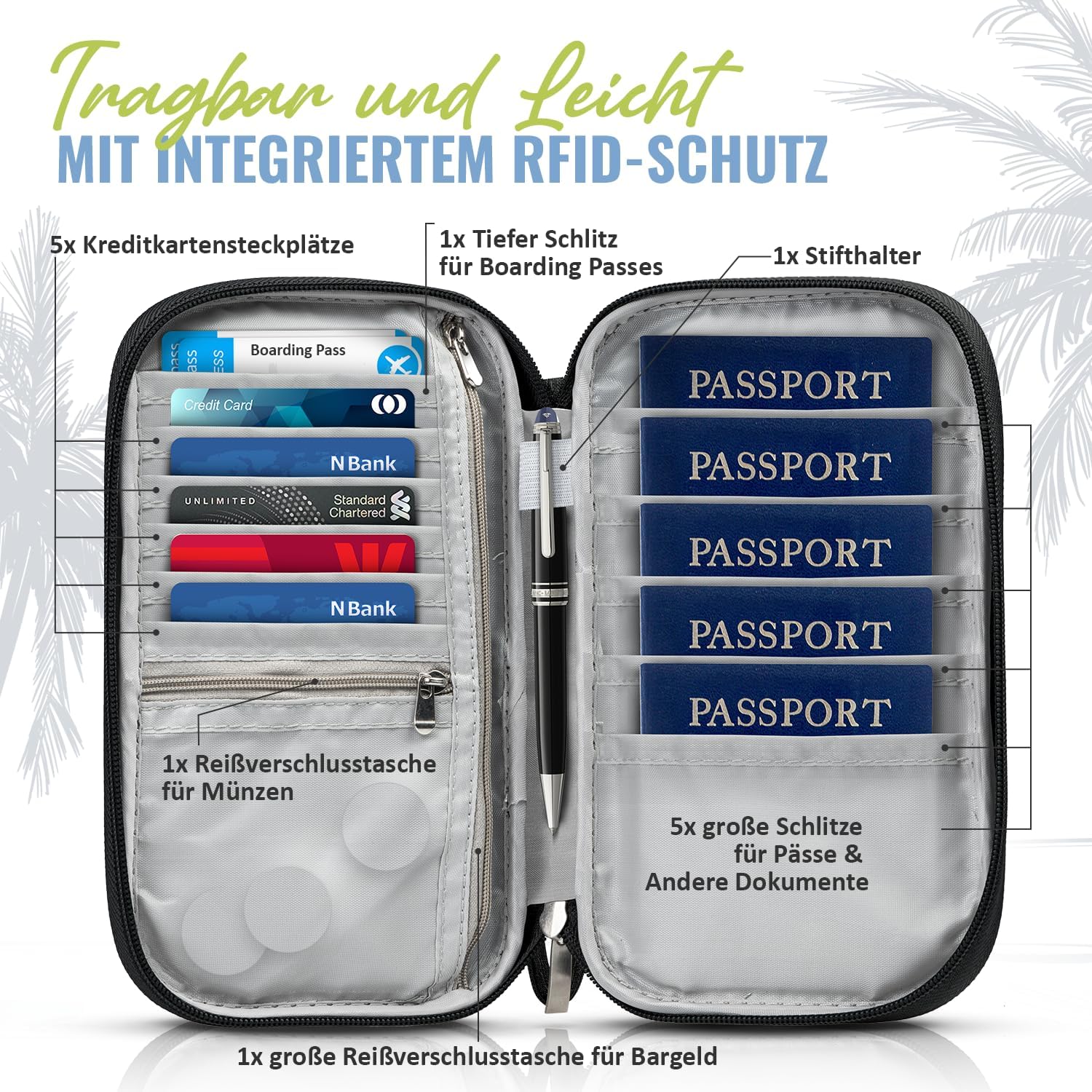 Detalle 2 de BOACAY Reisepass Tasche 13x22,5 cm