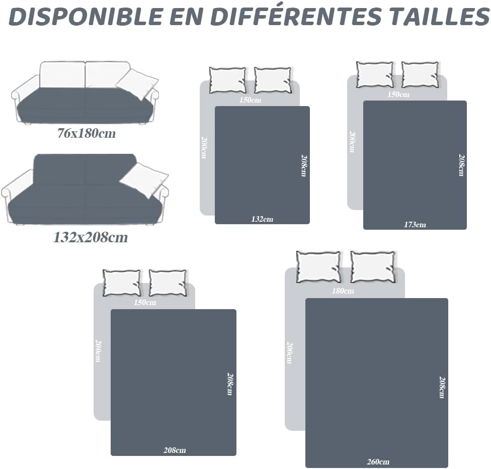 Detalle 2 de DUJUIKE waterdichte bankovertrek 132–208 cm, antislip, grijs