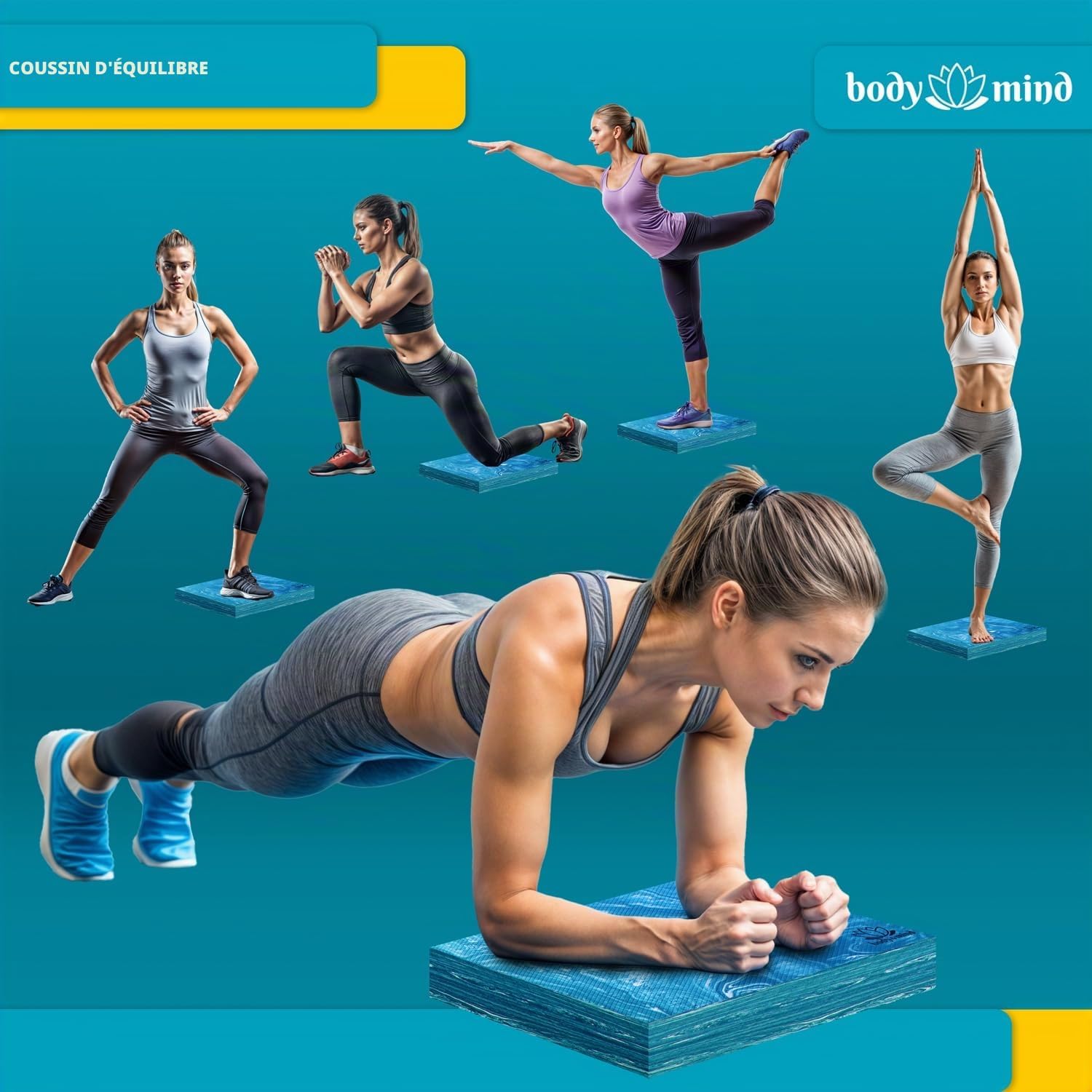 Detalle 2 de Body & Mind Balance-Pad : Planche d'équilibre en mousse TPE 40 × 29 cm pour stabilité et coordination