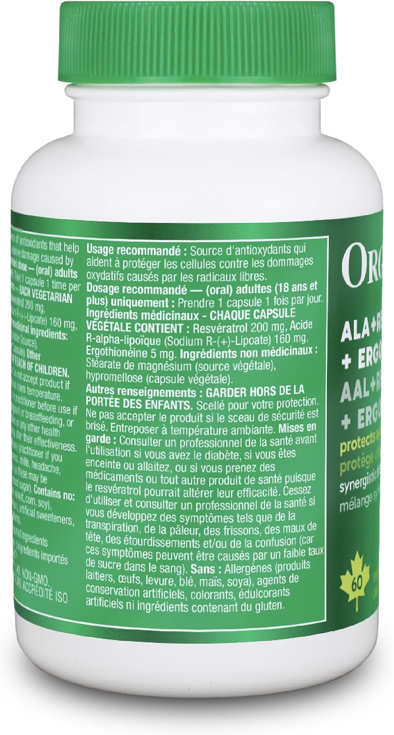 Thumbnail 6 de Organika ALA + Resveratrol + Ergothioneine, Canadian-Made, 60 Capsules