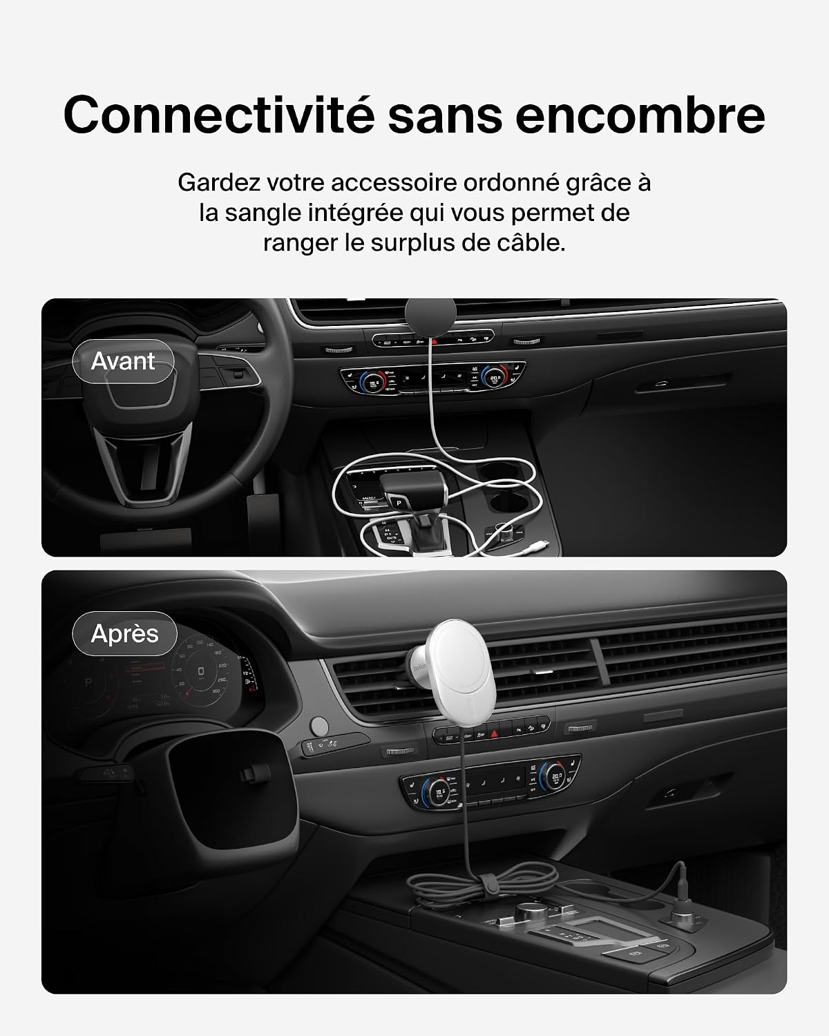 Detalle 2 de Belkin BoostCharge Pro : chargeur de voiture magnétique sans fil Qi2 (15 W) compatible MagSafe