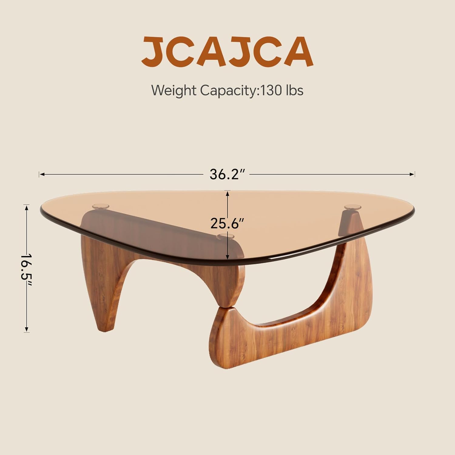 Thumbnail 1 de JCAJCA Coffee Table for Living Room — Mid Century Modern Glass Top with Walnut Base