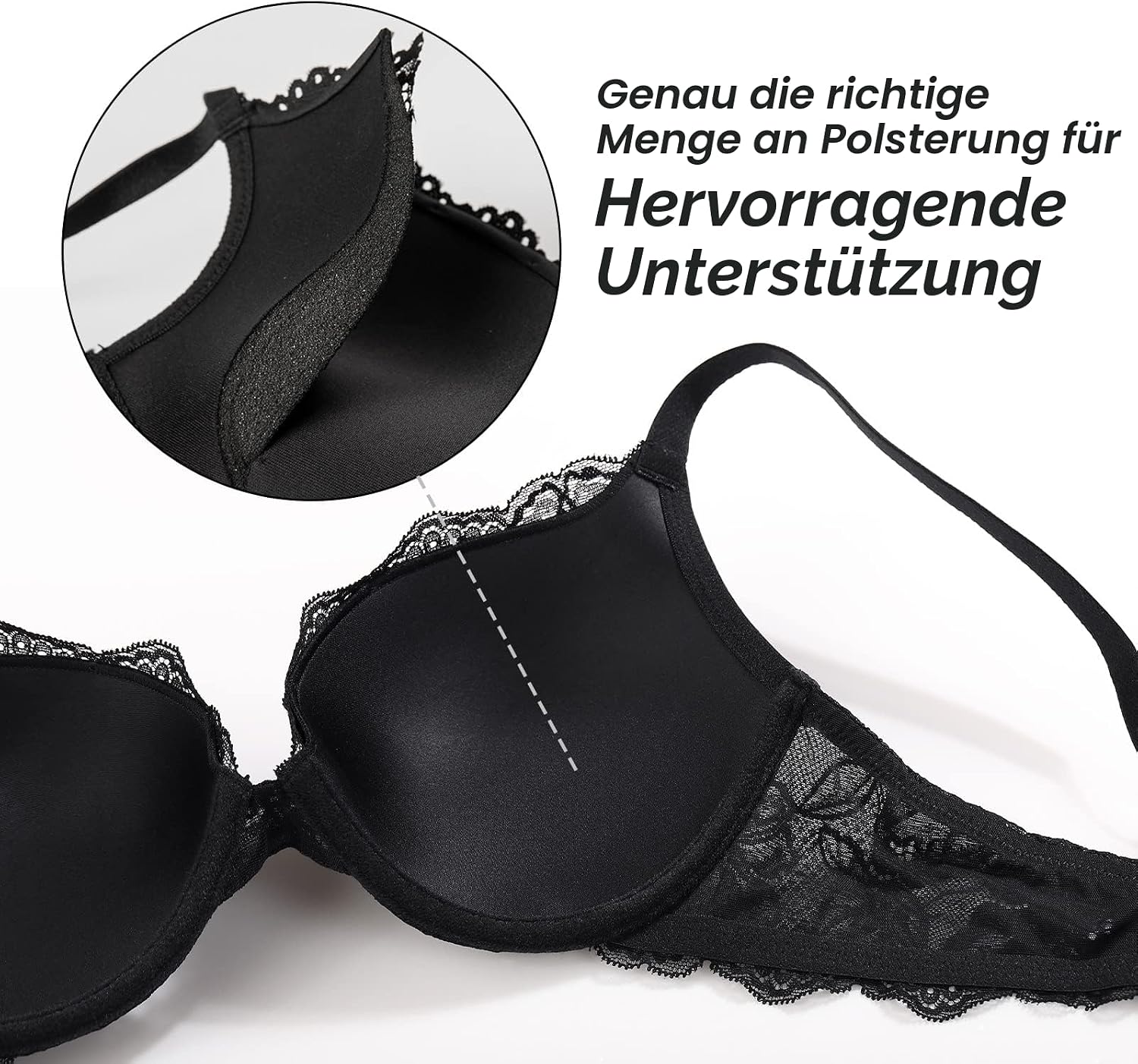 Thumbnail 2 de DOBREVA Damen Push Up BH mit Spitze gepolstert, Plunge, Bügel, Vollschalen – Gemoldete Cups