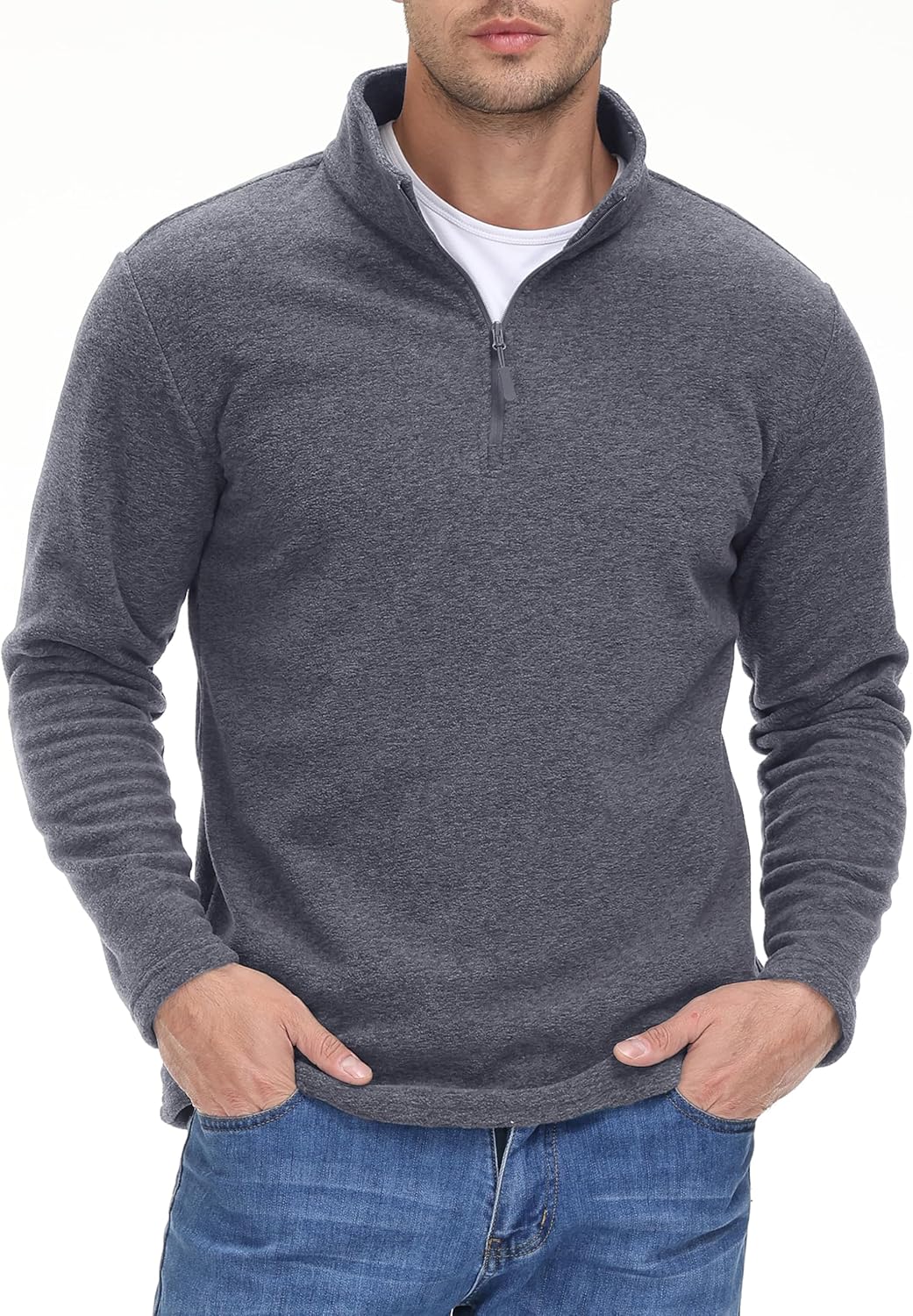Thumbnail 1 de KEFITEVD Men's Fleece Pullover Quarter Zip Sweatshirt – Winter Thermal Windproof