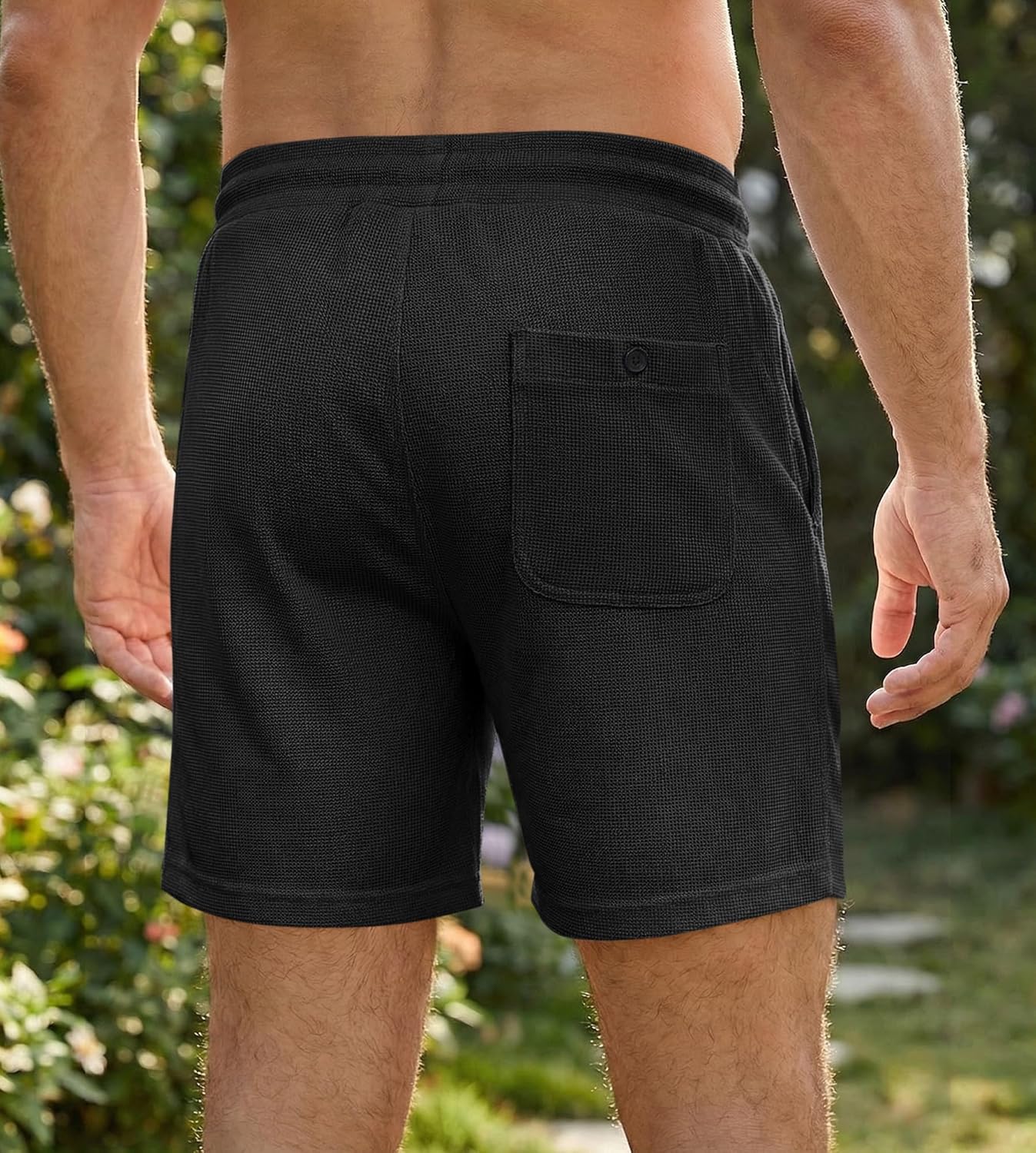 Detalle de JMIERR Men’s Casual Waffle Knit Shorts (5" or 7") with Elastic Drawstring Waist & Pockets