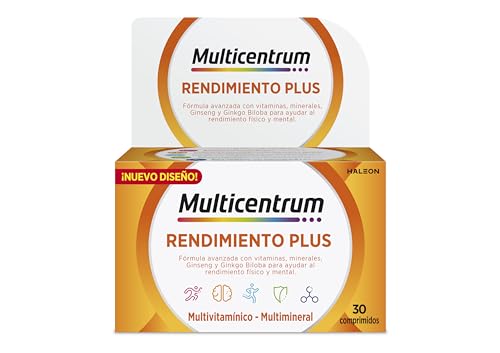Detalle de Multicentrum Plus: complemento multivitamínico y multimineral con ginseng y ginkgo biloba (30 comprimidos)