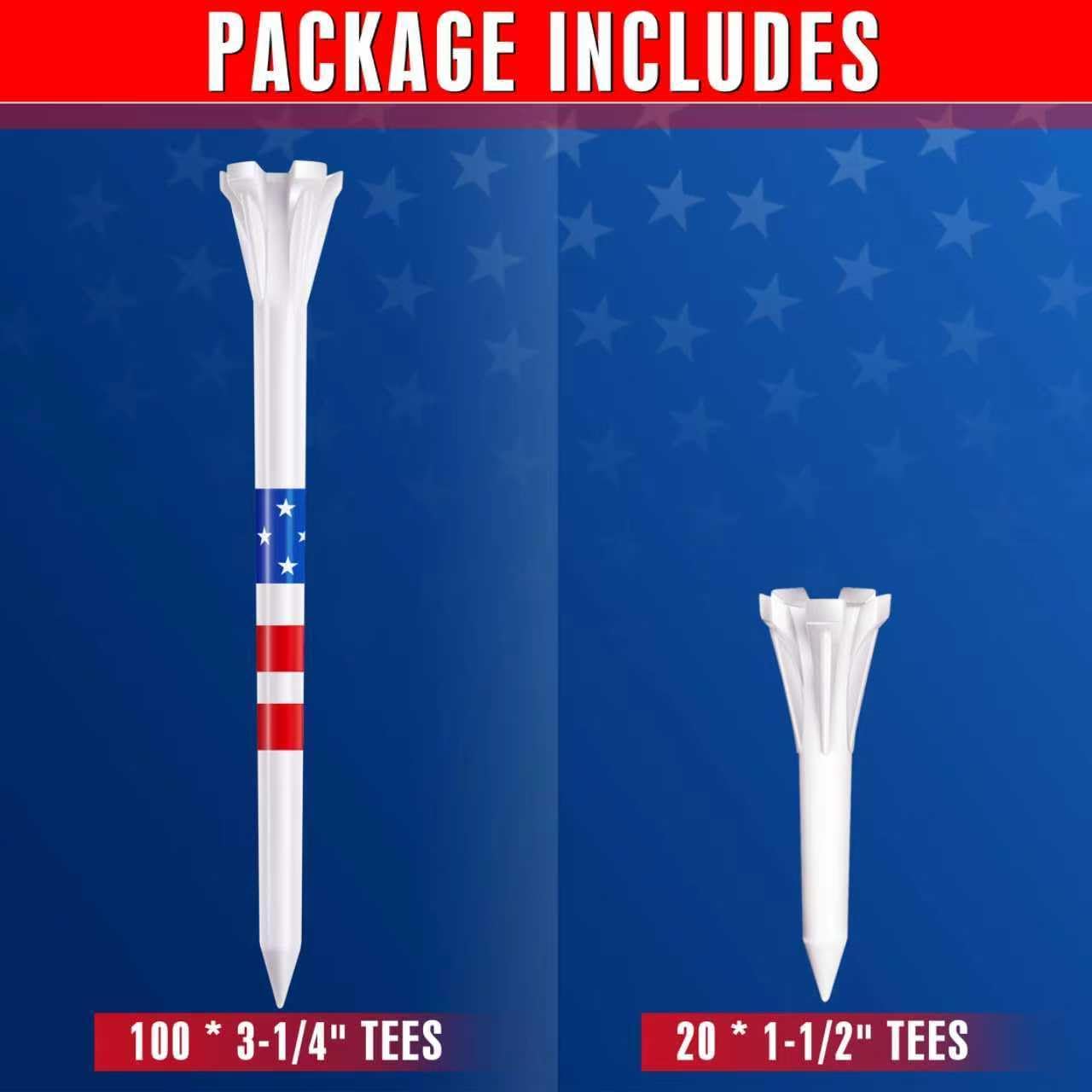 Detalle de CHAMPKEY 5-Prong Plastic Golf Tees, 120-Pack with Two Tee Lengths
