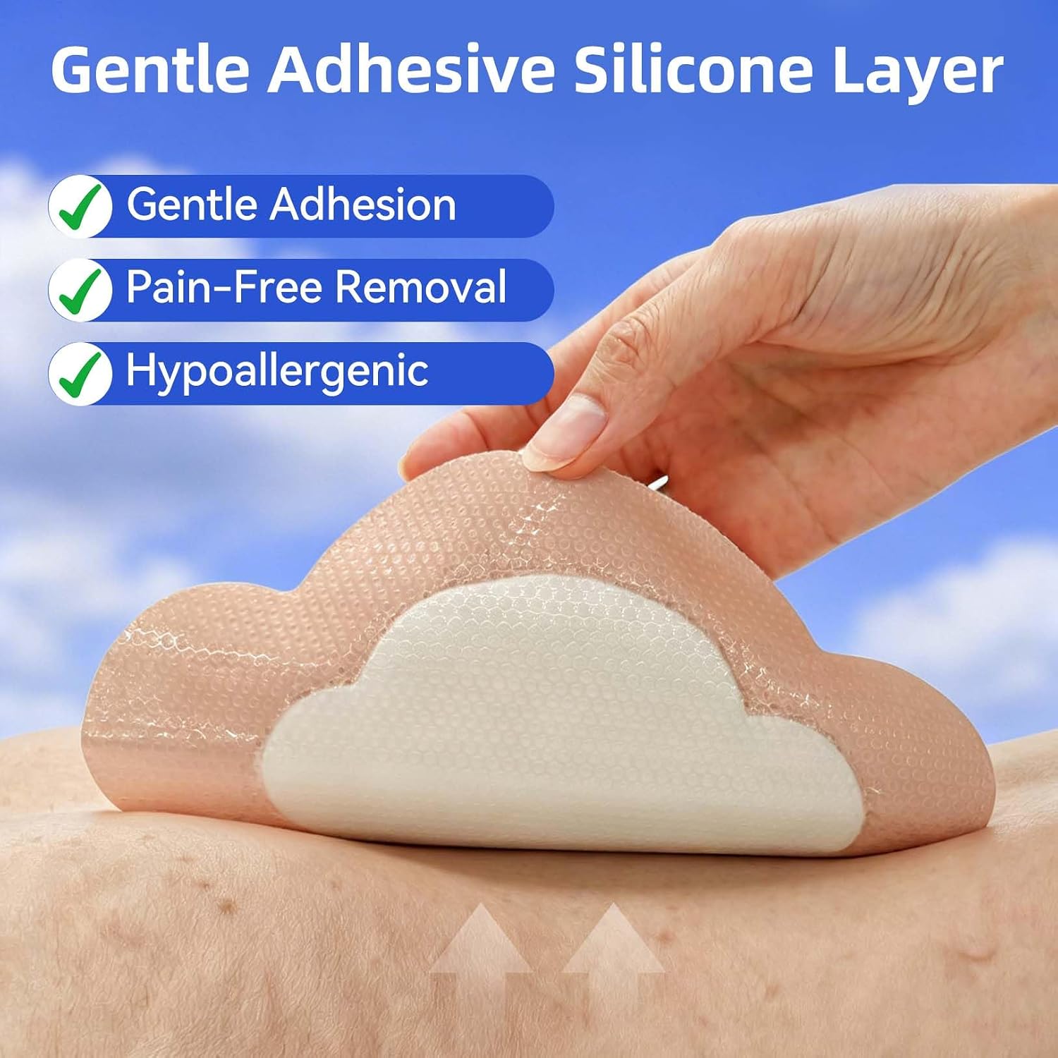Detalle de Niceful 7 x 7-Inch Silicone Sacral Bandages, 8 Count, Contoured and Absorbent