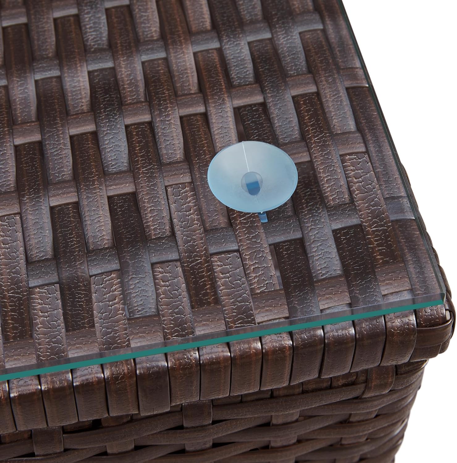 Detalle 2 de Yaheetech Set Mobili da Giardino 2 Poltrone e 1 Tavolino in Rattan PE Impermeabile per Esterno con Cuscini Marrone