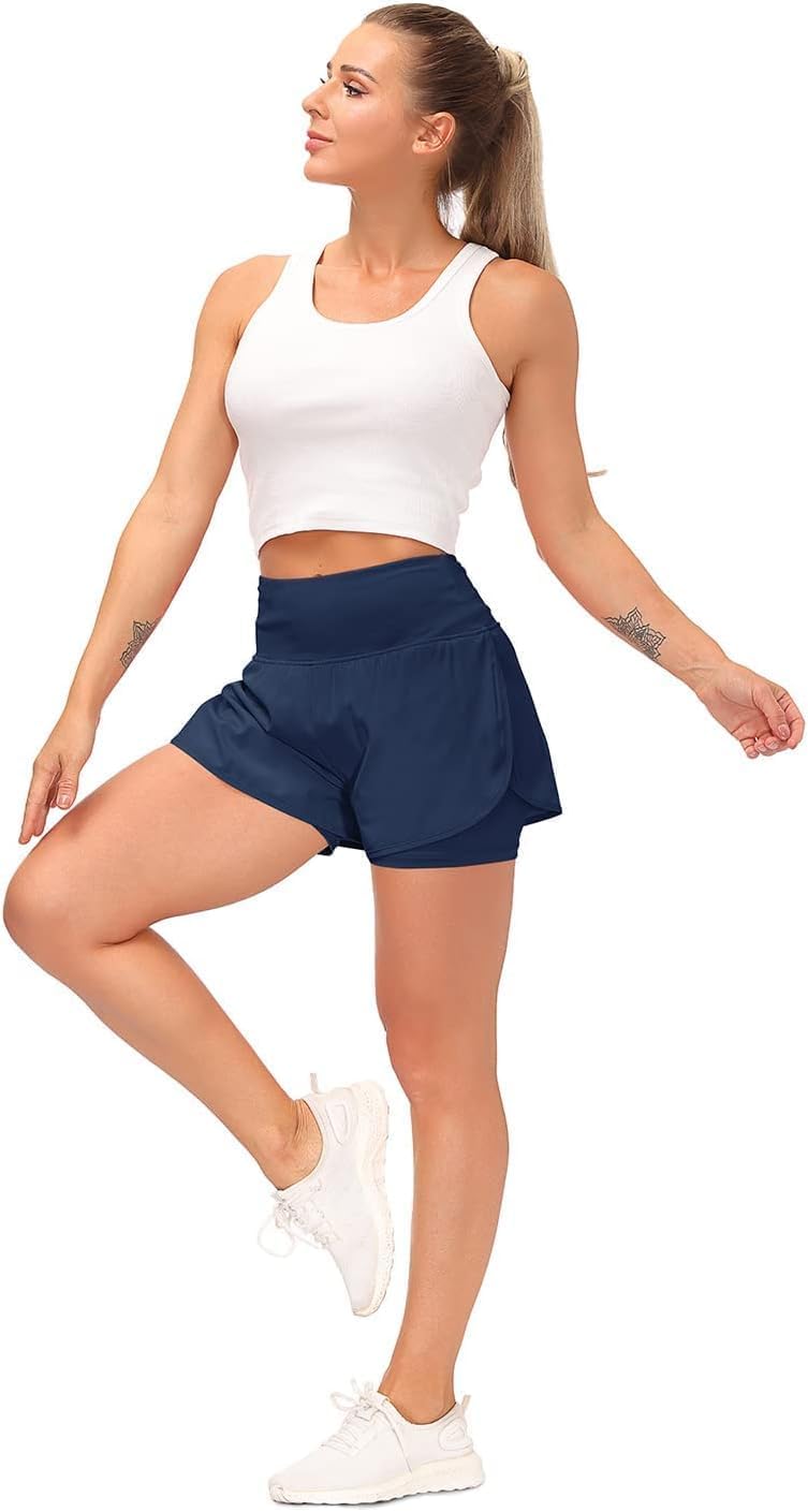Detalle de Tincini Women’s 2 in 1 Shorts – Summer Running & Gym Wear