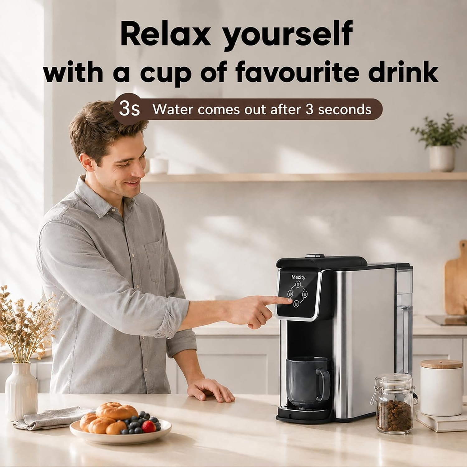 Detalle de Mecity 3-in-1 Single Serve Coffee Maker (K-Cup Compatible) with Tea Maker & Instant Pot Mode