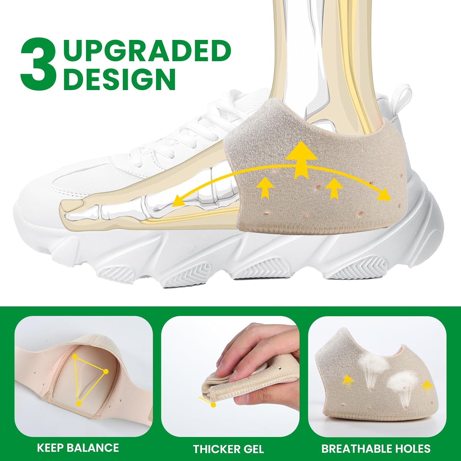 Detalle de Bukihome Fersen Cup – Plantarfasziitis Fersenschutz mit Gel insert, Größe EU 36–41