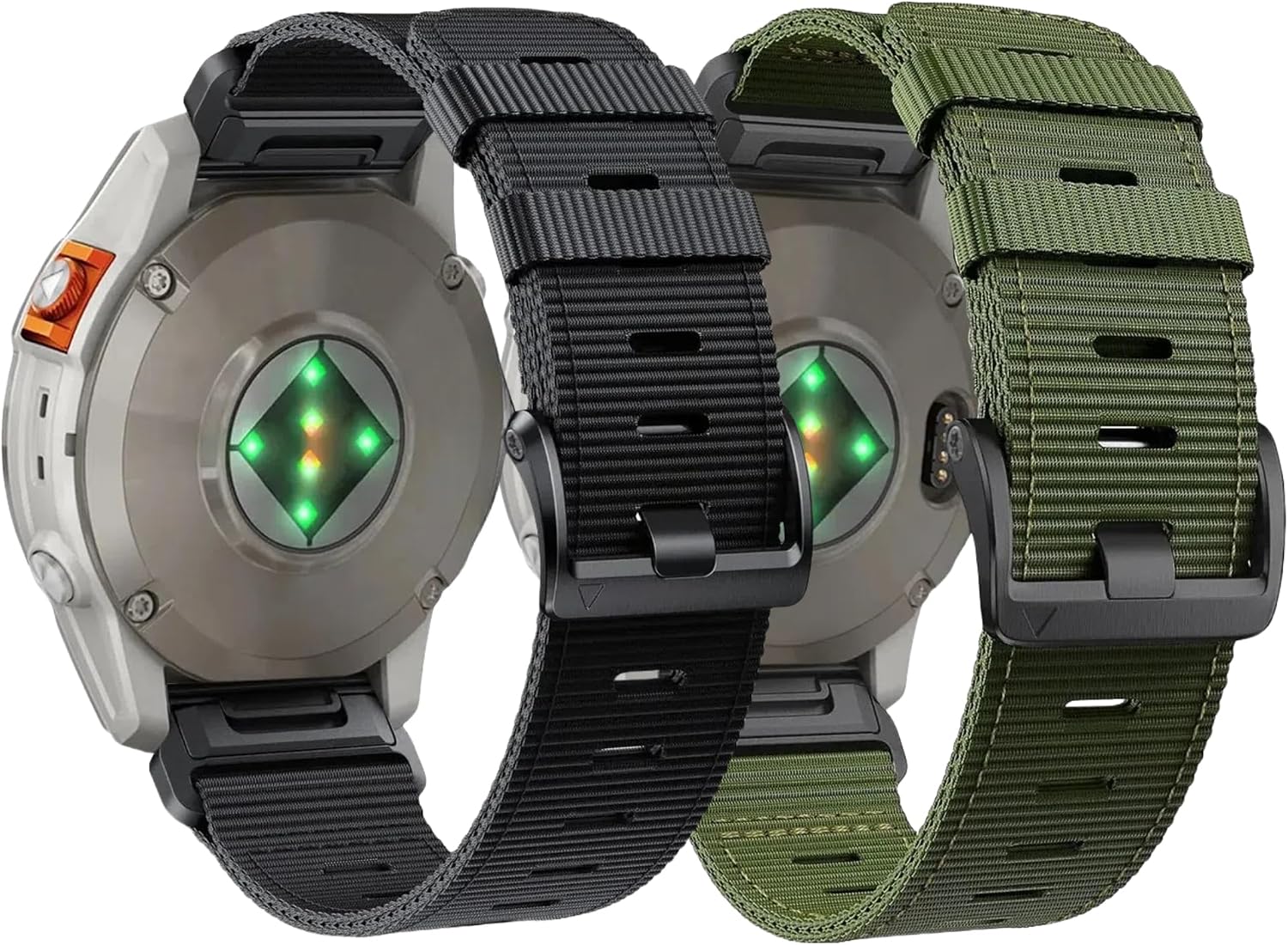 Detalle de EKINGEEK KCNL-NEW23A7 22mm Quick-Fit Nylon Watch Band, Black and Green