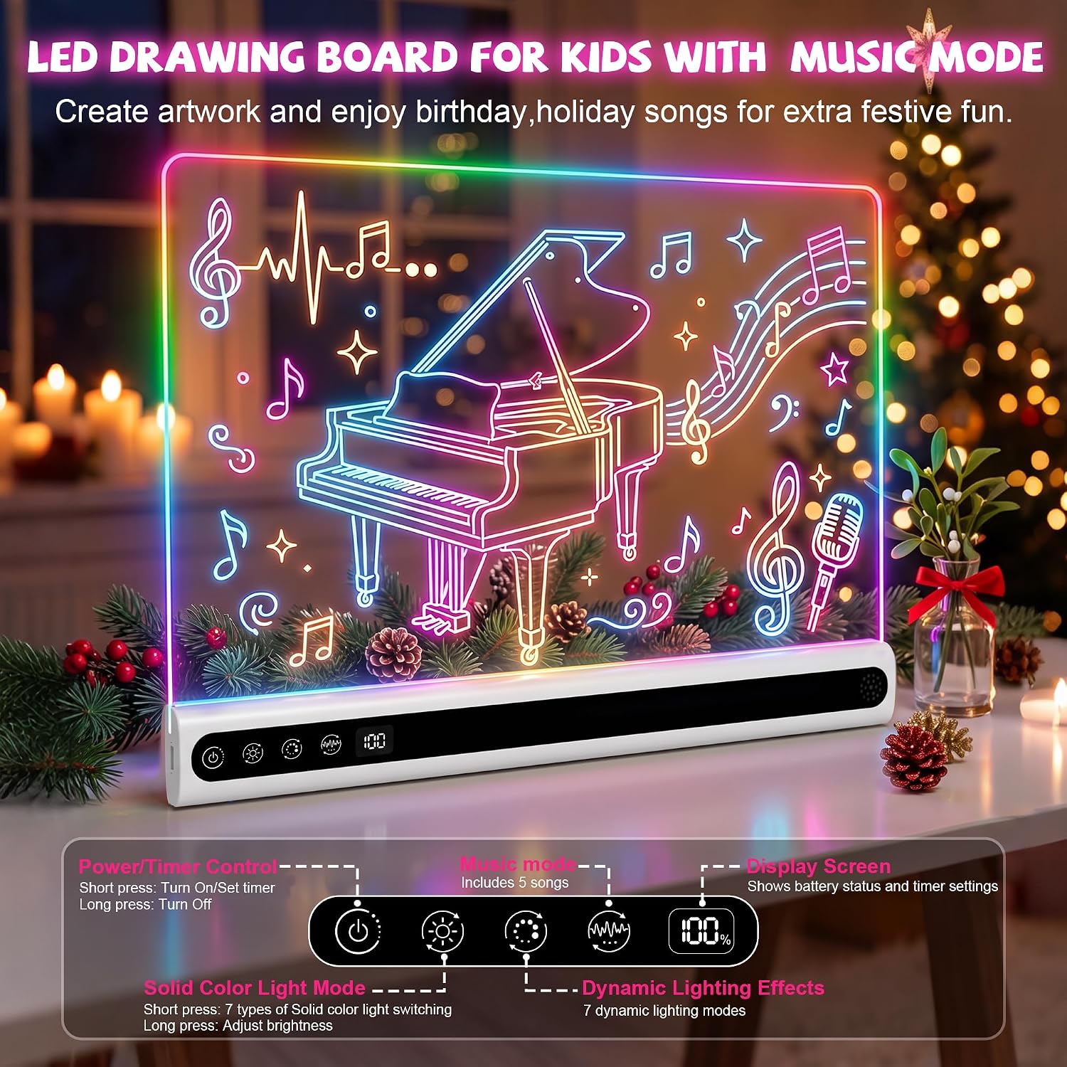 Detalle de Rechargeable LED Drawing Board for Kids