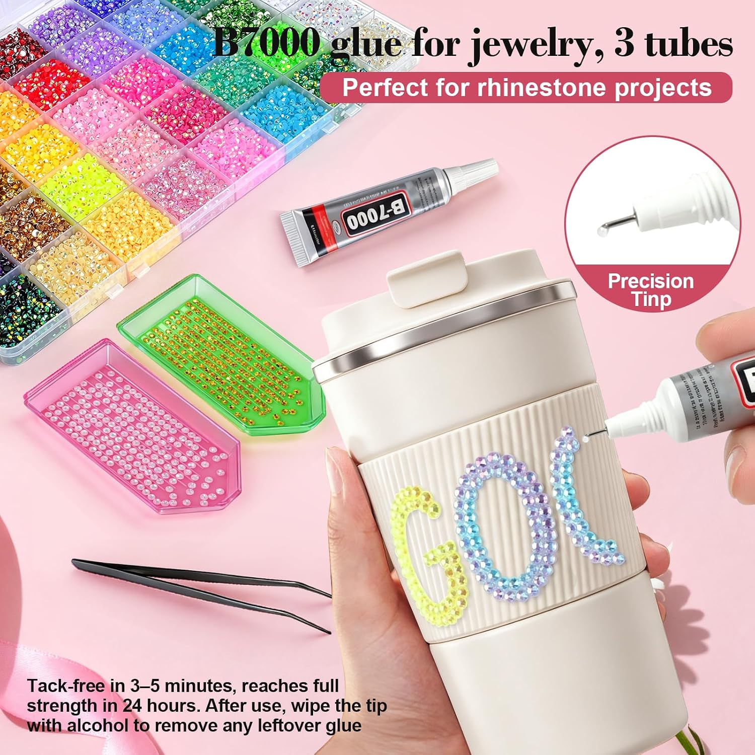 Detalle de 50000Pcs Resin Jelly Rhinestones Bedazzling Kit with 3mm Flat Back Gems
