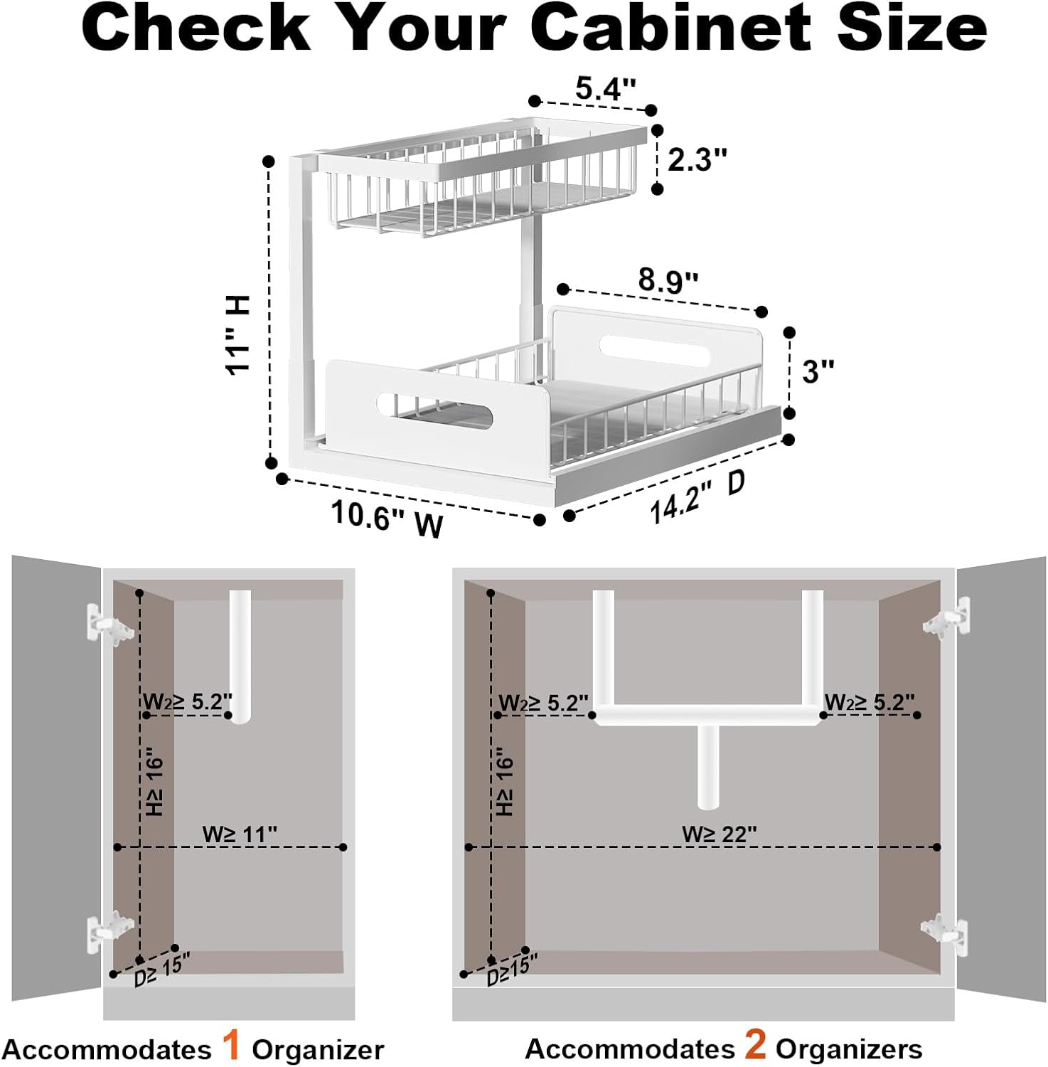 Detalle 2 de REALINN Under-Sink Organizer 14.2x10.6x11 in